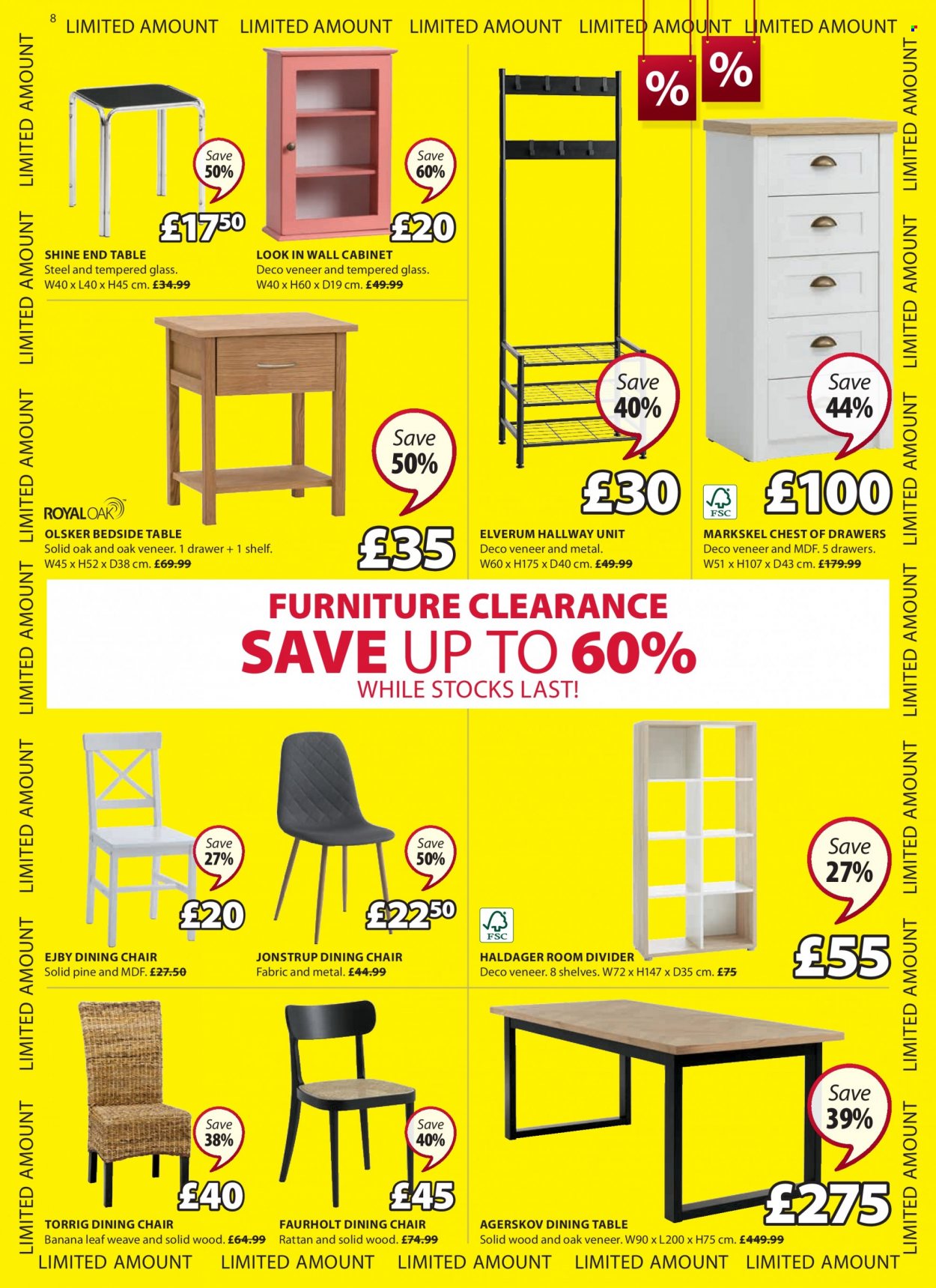 thumbnail - JYSK offer  - 30/06/2022 - 13/07/2022 - Sales products - cabinet, wall cabinet, dining table, chair, dining chair, end table, chest of drawers, shelves, bedside table, chair pad. Page 8.