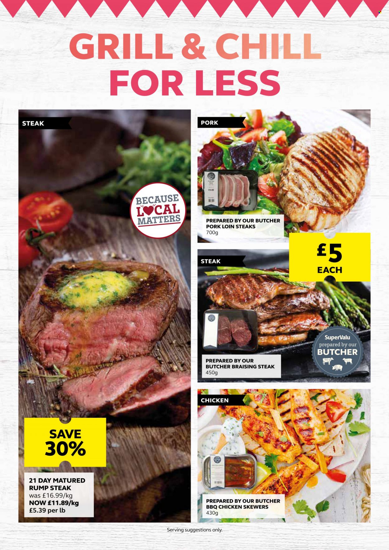thumbnail - SuperValu offer  - Sales products - beef meat, steak, rump steak, pork loin, pork meat. Page 4.