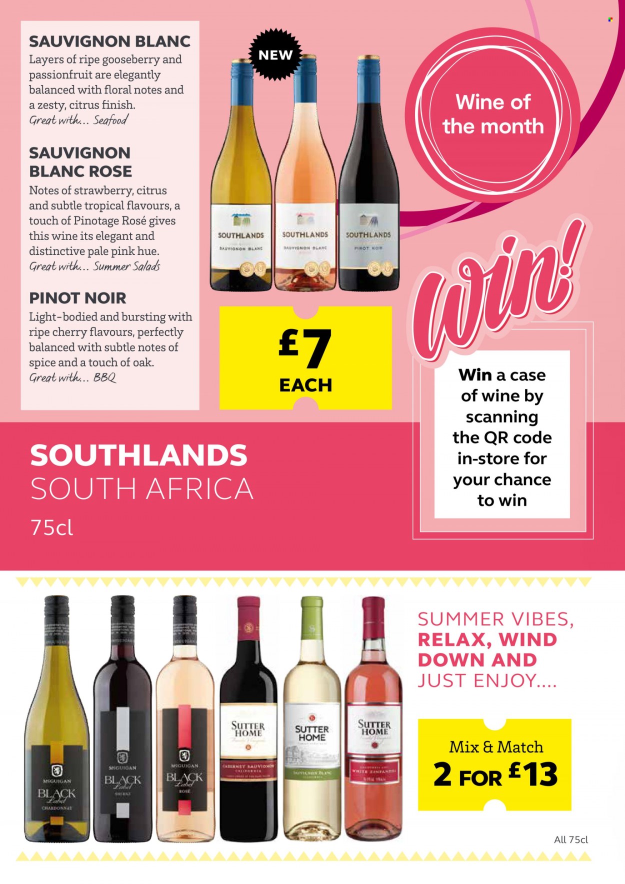 thumbnail - SuperValu offer  - Sales products - cherries, seafood, spice, Cabernet Sauvignon, red wine, white wine, wine, Sauvignon Blanc, Pinot Noir, rosé wine. Page 14.