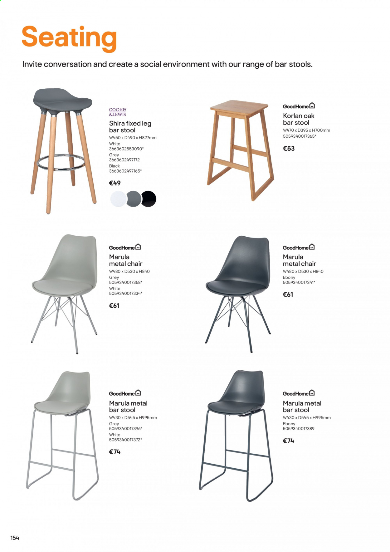 thumbnail - B&Q offer  - Sales products - stool, chair, bar stool. Page 154.