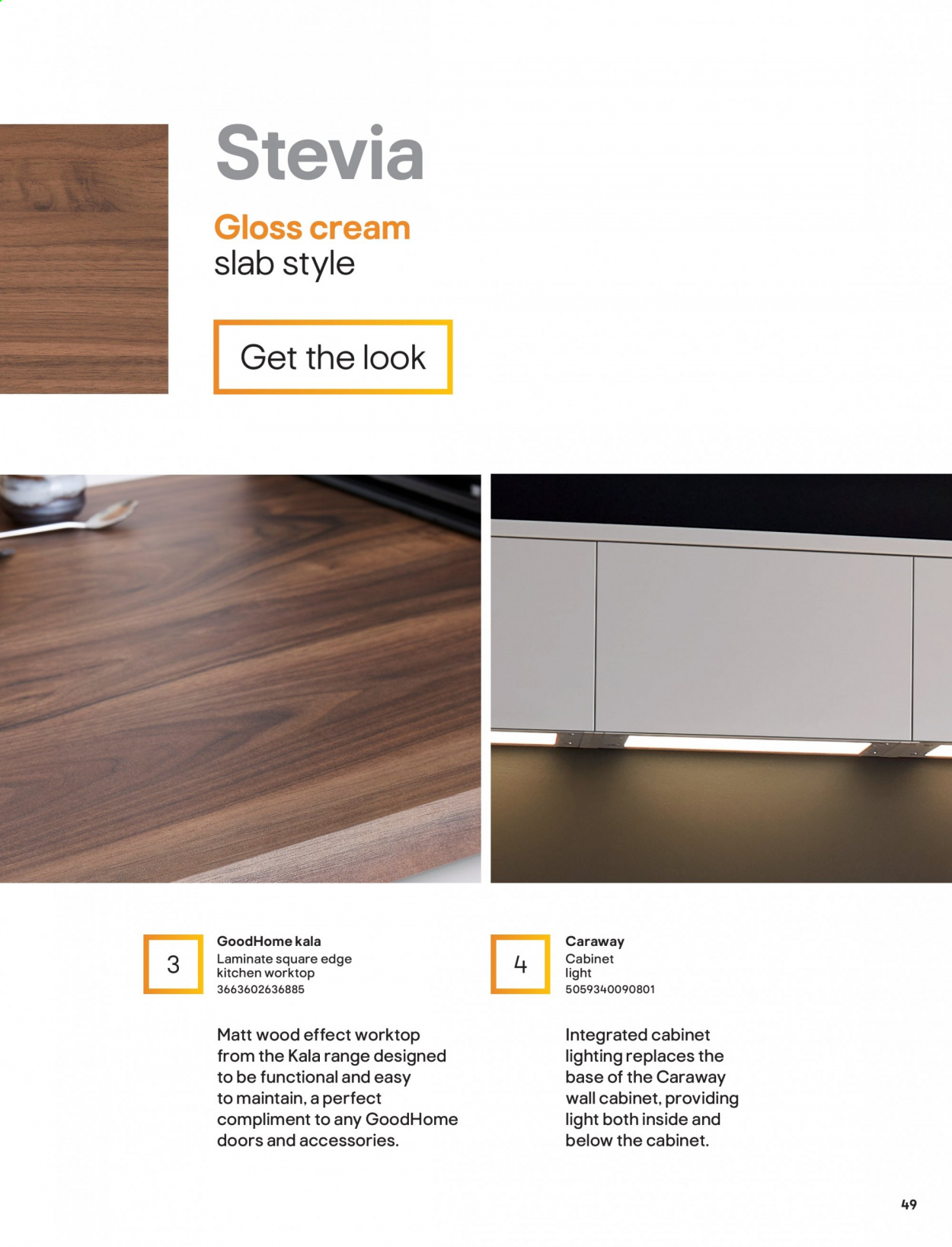 thumbnail - B&Q offer  - Sales products - kitchen worktop, cabinet, wall cabinet. Page 49.