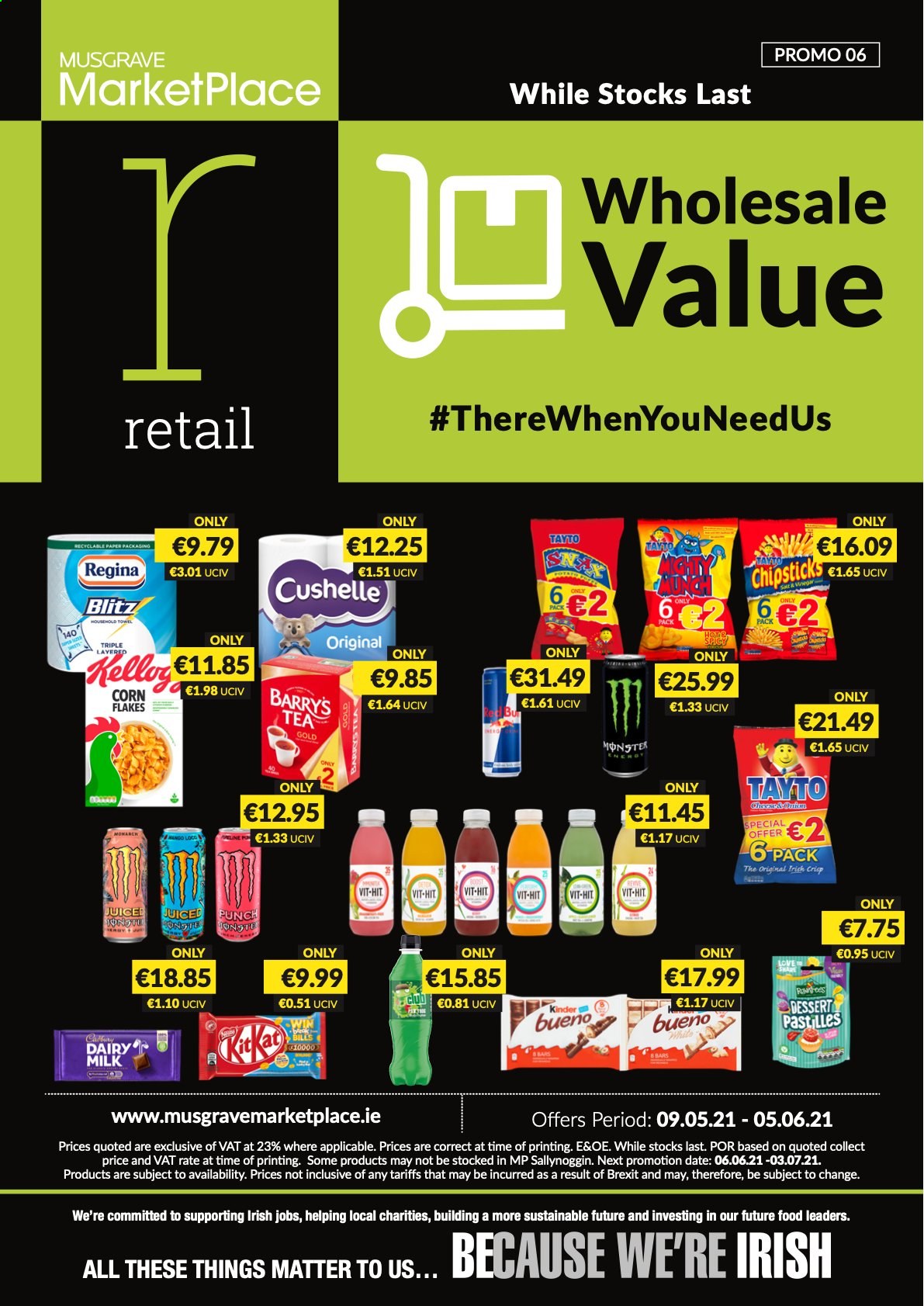 thumbnail - MUSGRAVE Market Place offer  - 09.05.2021 - 05.06.2021 - Sales products - pastilles, Dairy Milk, Tayto, corn flakes, Monster, tea, punch. Page 1.