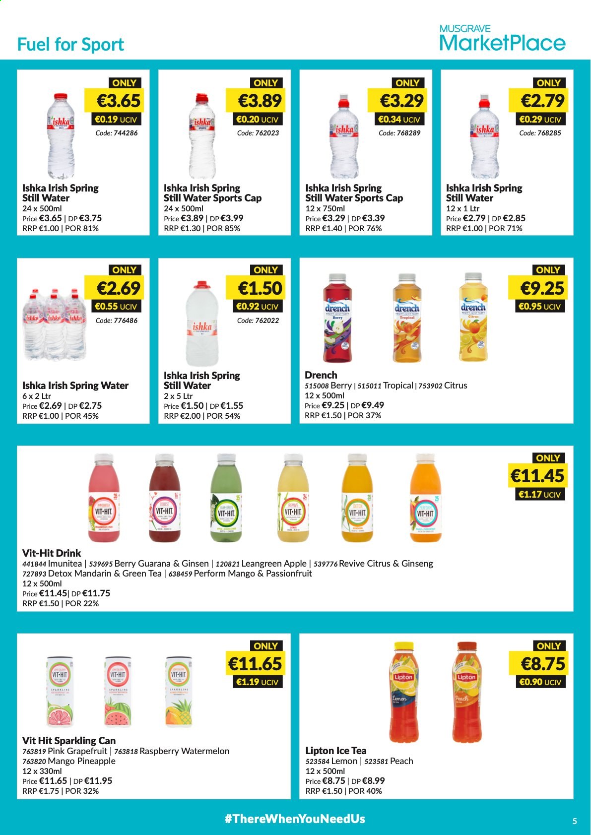 thumbnail - MUSGRAVE Market Place offer  - 09.05.2021 - 05.06.2021 - Sales products - grapefruits, mandarines, watermelon, pineapple, Lipton, ice tea, mineral water, spring water, bottled water, green tea, tea. Page 5.