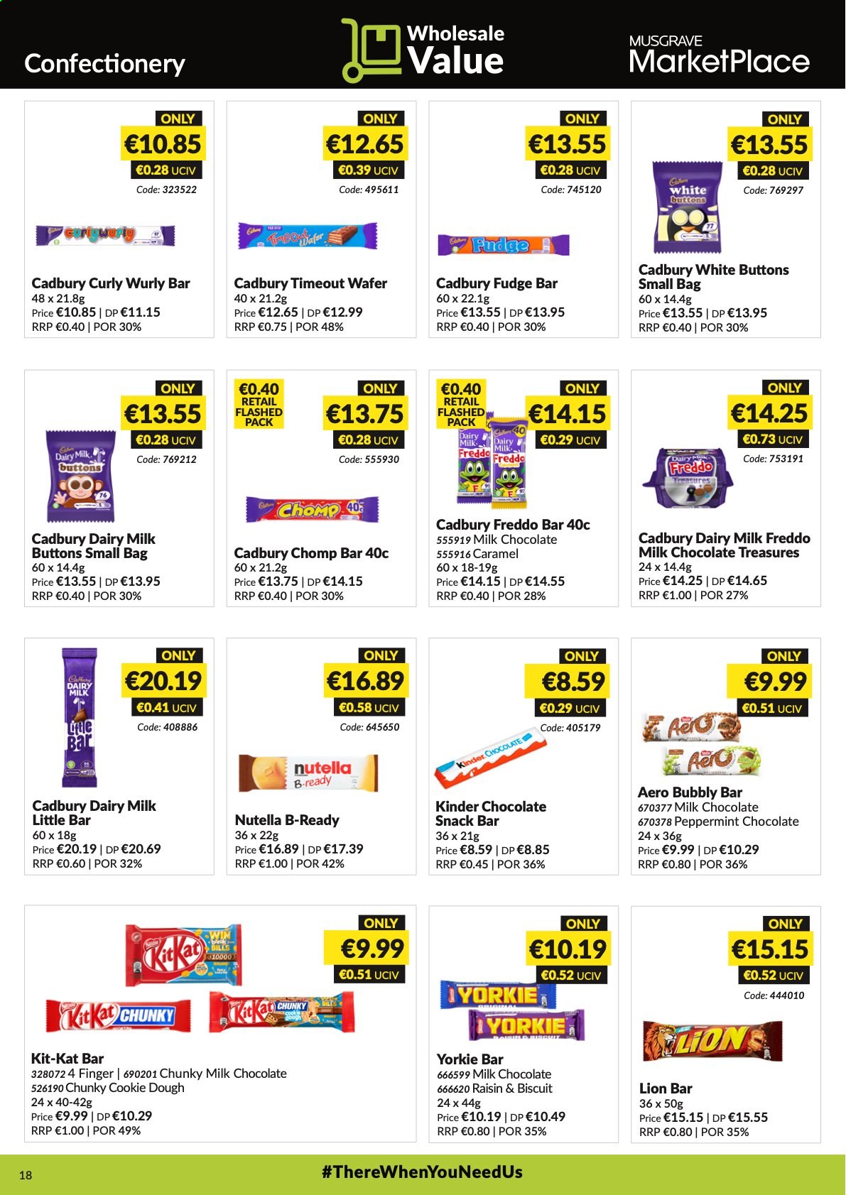 thumbnail - MUSGRAVE Market Place offer  - 09.05.2021 - 05.06.2021 - Sales products - cookie dough, fudge, milk chocolate, wafers, Nutella, chocolate, snack, biscuit, Cadbury, Dairy Milk, snack bar, caramel. Page 18.