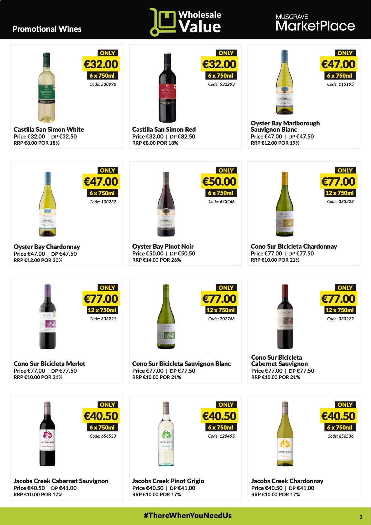 thumbnail - MUSGRAVE Market Place offer  - 09.05.2021 - 05.06.2021 - Sales products - oysters, Jacobs, Cabernet Sauvignon, red wine, white wine, Chardonnay, wine, Merlot, Pinot Noir, Pinot Grigio, Sauvignon Blanc. Page 3.