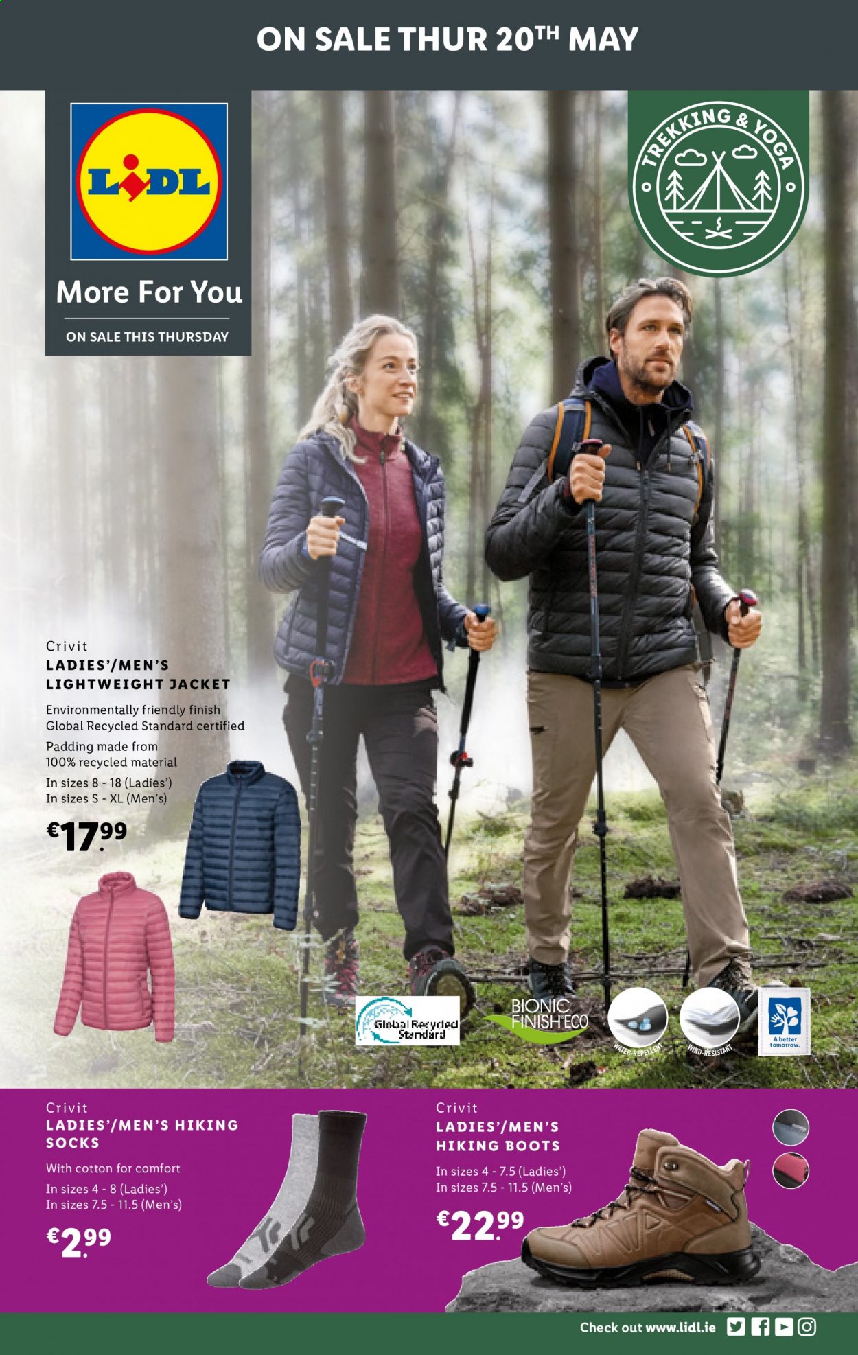 thumbnail - Lidl offer  - 20.05.2021 - 20.05.2021 - Sales products - boots, Crivit, jacket, socks. Page 1.
