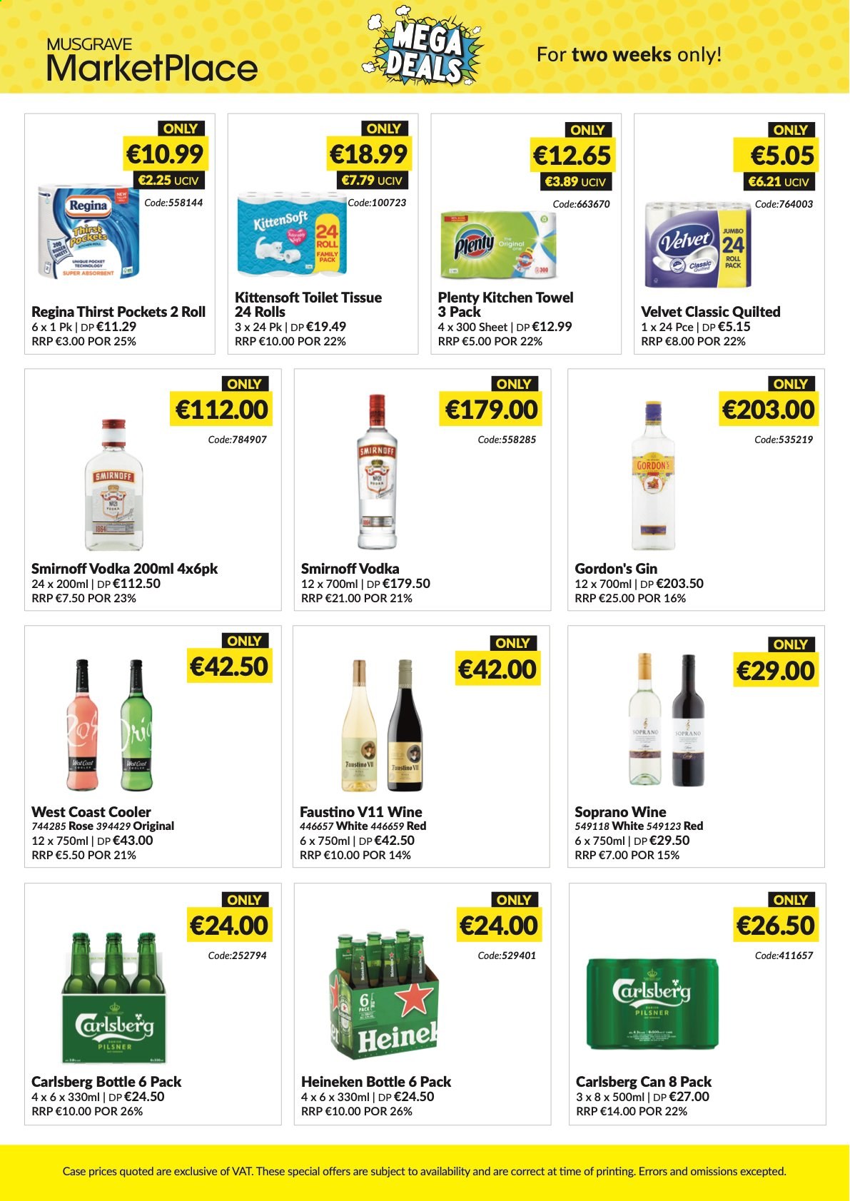 thumbnail - MUSGRAVE Market Place offer  - 23.05.2021 - 05.06.2021 - Sales products - wine, rosé wine, gin, Smirnoff, vodka, Gordon's, beer, Heineken, Carlsberg. Page 2.