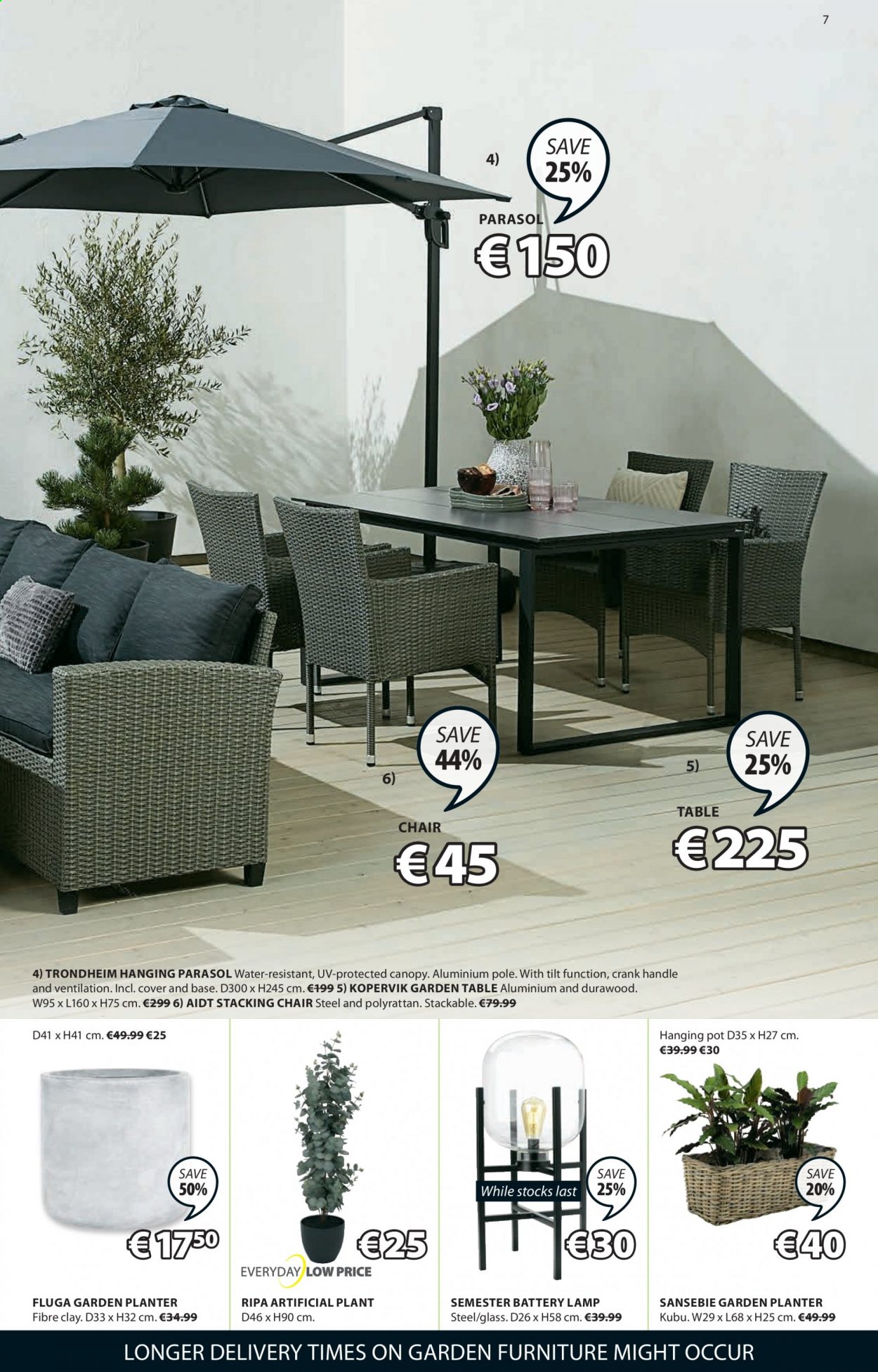 thumbnail - JYSK offer  - 27.05.2021 - 09.06.2021 - Sales products - table, chair, artificial plant, pot, lamp. Page 7.
