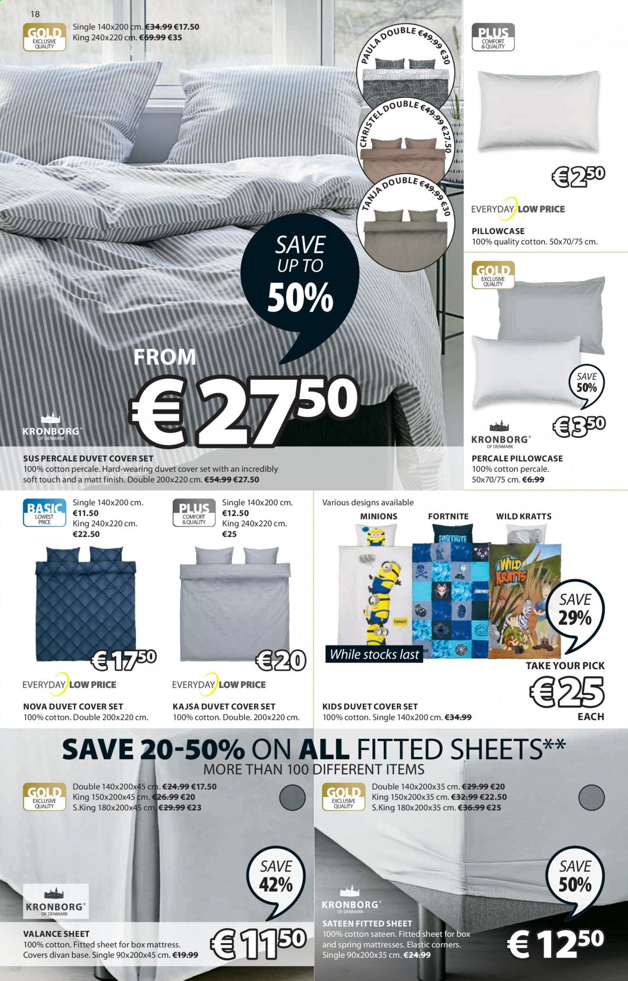 thumbnail - JYSK offer  - 27.05.2021 - 09.06.2021 - Sales products - mattress, Minions, duvet, pillowcase, satin sheets, quilt cover set. Page 18.