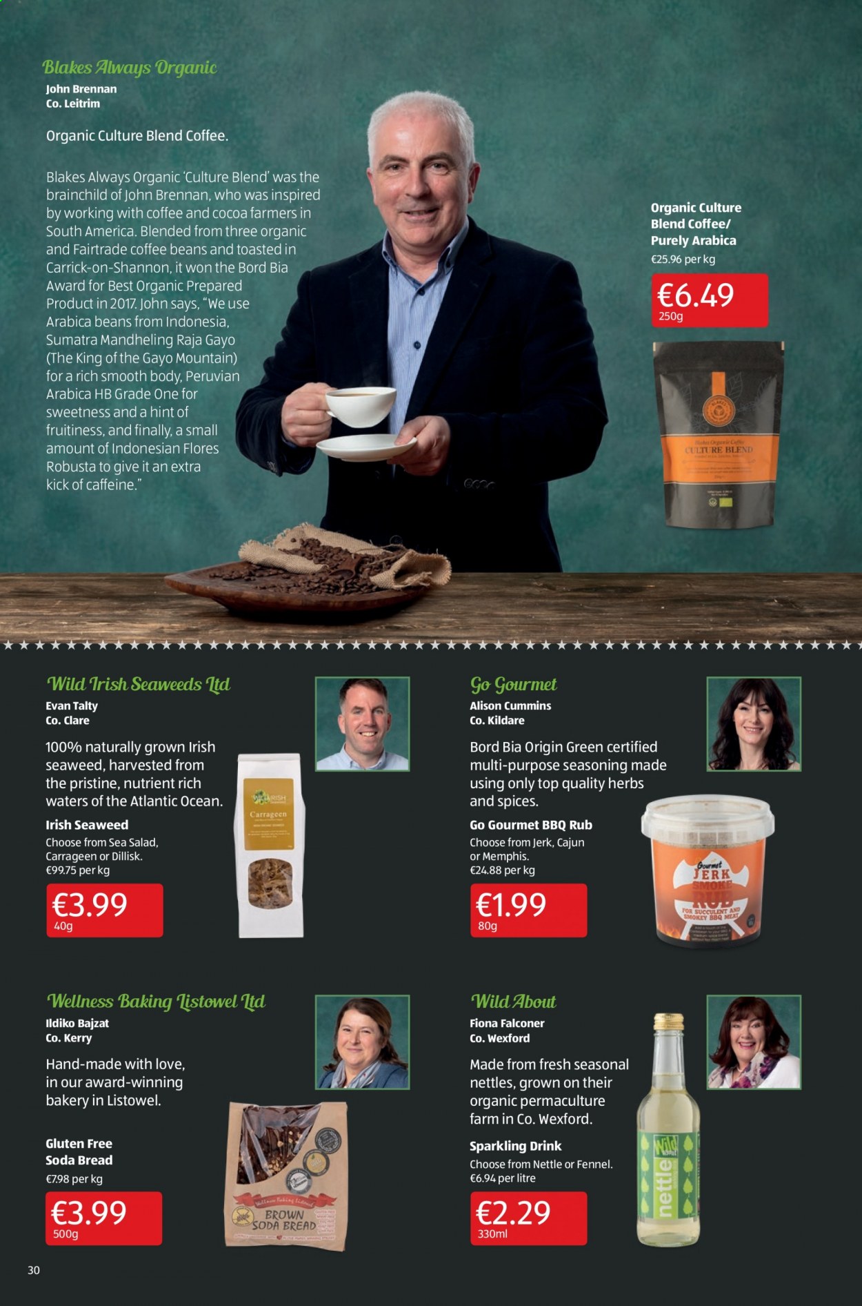 thumbnail - Aldi offer  - 03.06.2021 - 09.06.2021 - Sales products - bread, soda bread, cocoa, seaweed, fennel, spice, herbs, coffee beans, arabica beans. Page 30.