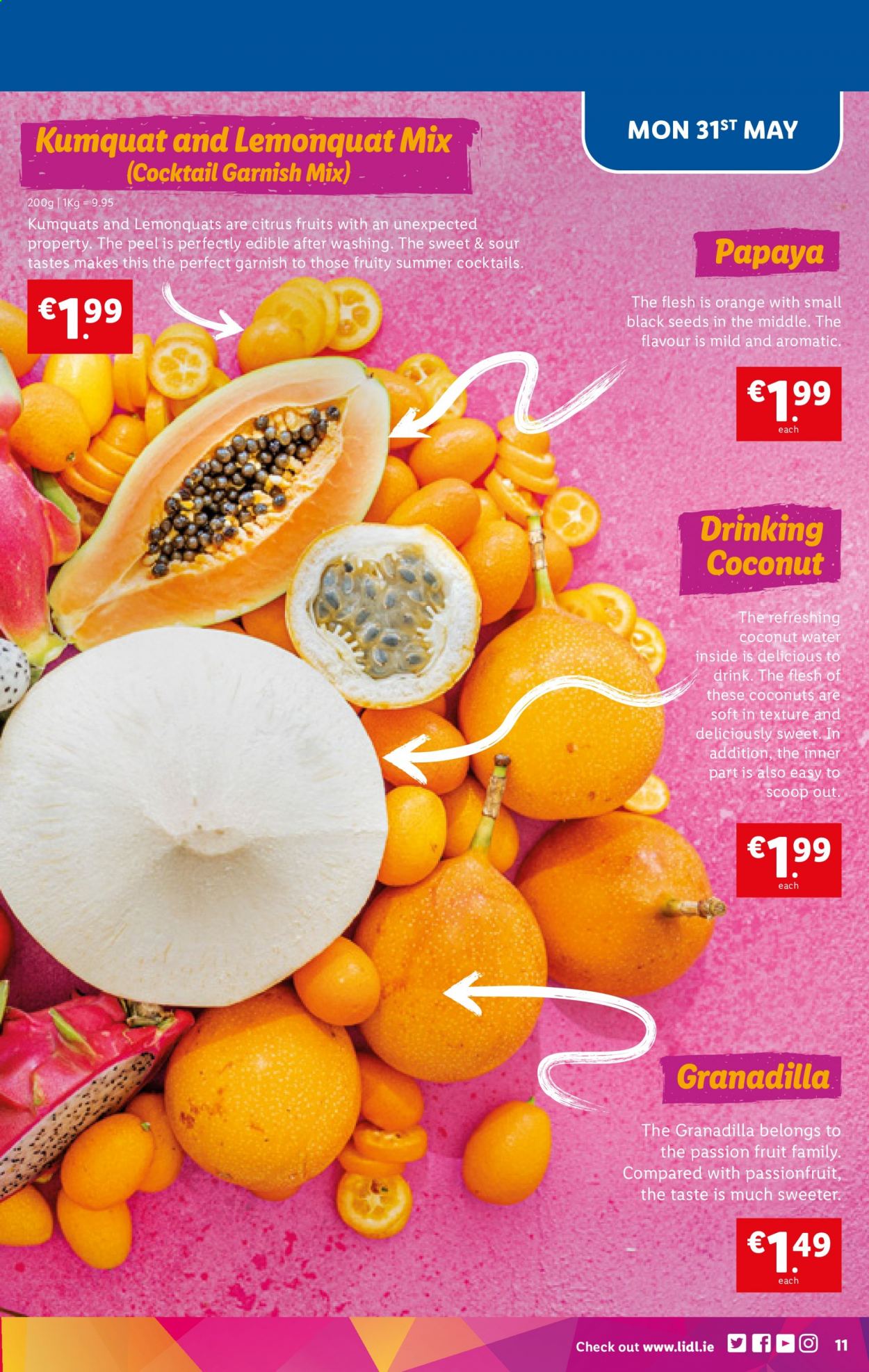 thumbnail - Lidl offer  - 03.06.2021 - 09.06.2021 - Sales products - kumquats, papaya, oranges. Page 11.