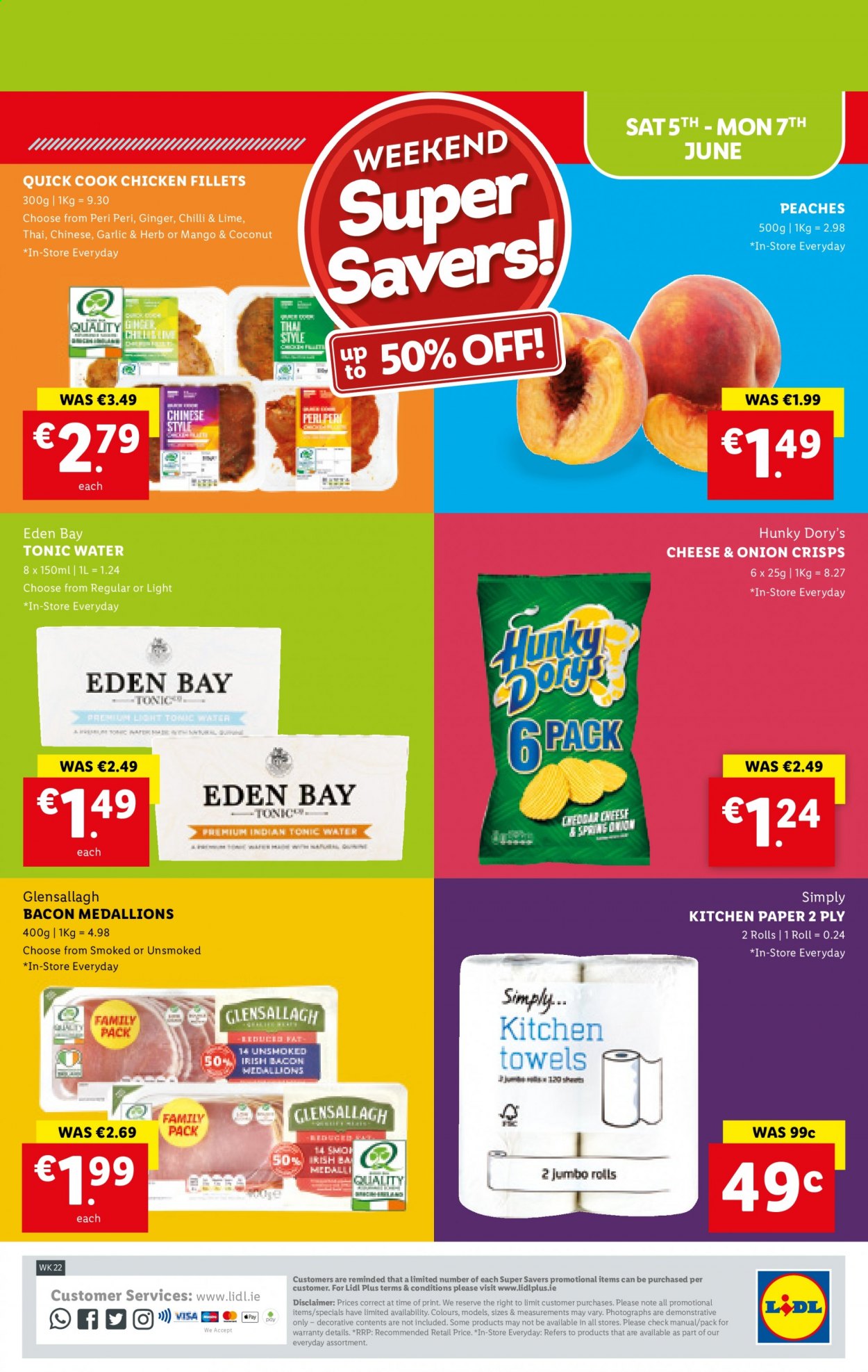thumbnail - Lidl offer  - 03.06.2021 - 09.06.2021 - Sales products - ginger, peaches, bacon, tonic, paper. Page 32.