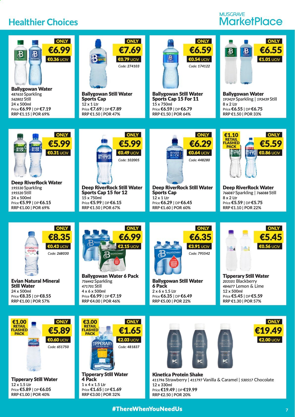 thumbnail - MUSGRAVE Market Place offer  - 06.06.2021 - 03.07.2021 - Sales products - protein drink, shake, chocolate, caramel, Ballygowan, mineral water, bottled water, Evian. Page 7.