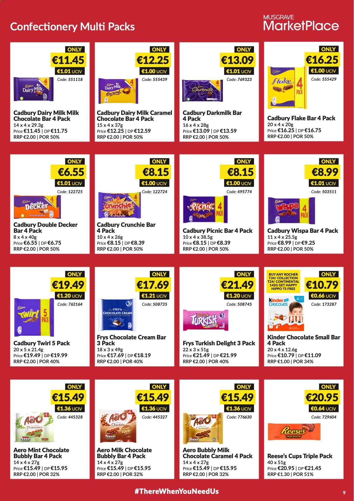 thumbnail - MUSGRAVE Market Place offer  - 06.06.2021 - 03.07.2021 - Sales products - Continental, Reese's, milk chocolate, Cadbury, Dairy Milk, chocolate bar, caramel, cup. Page 9.