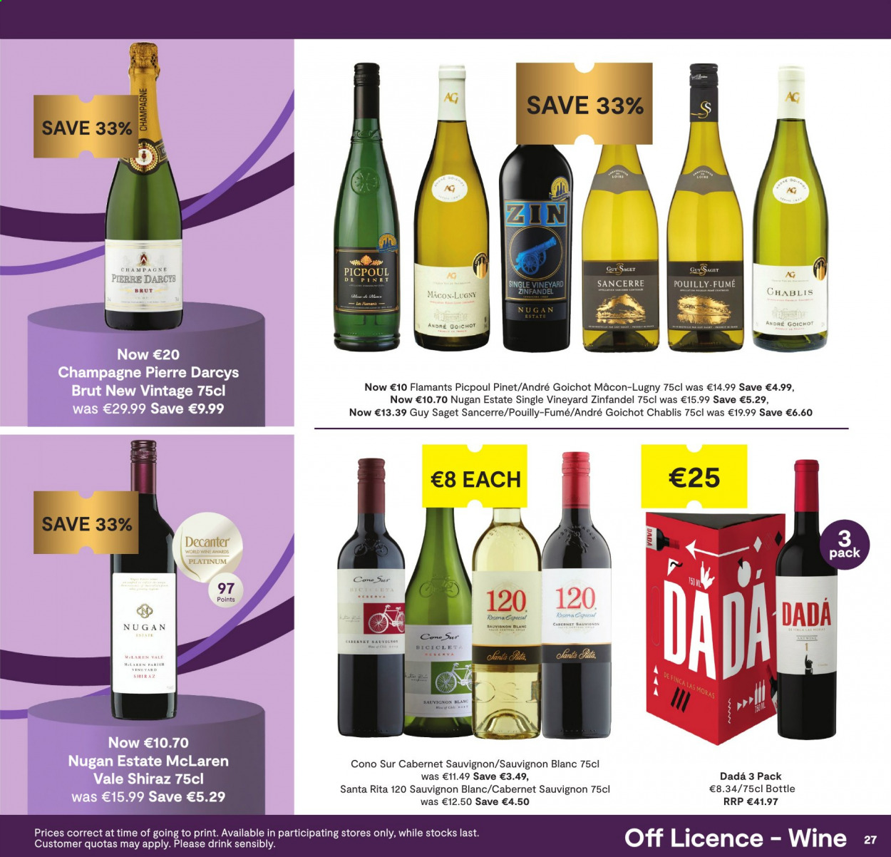 thumbnail - SuperValu offer  - 17.06.2021 - 30.06.2021 - Sales products - pita, Cabernet Sauvignon, red wine, white wine, champagne, wine, Shiraz, Sauvignon Blanc, Brut. Page 27.