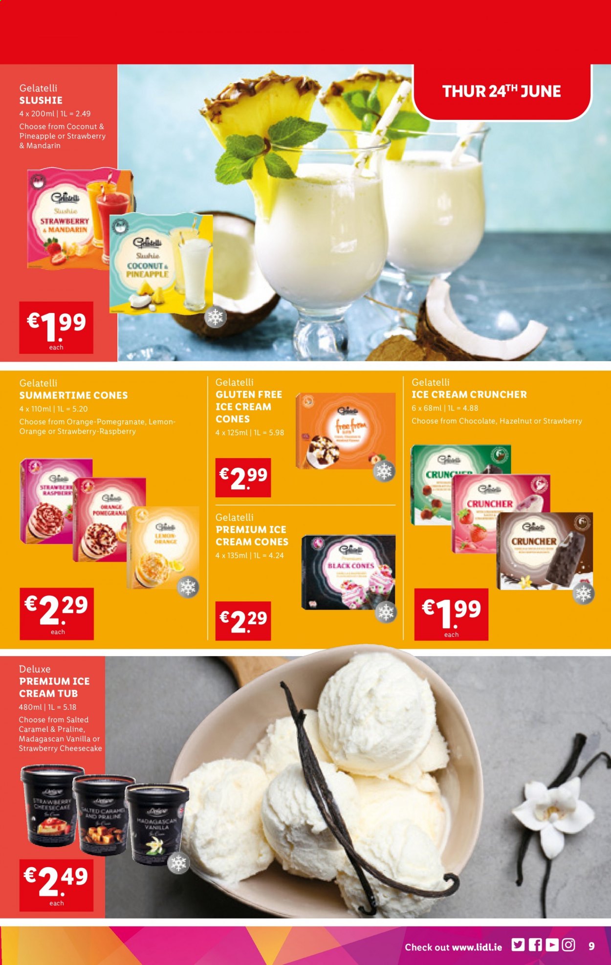 thumbnail - Lidl offer  - 24.06.2021 - 30.06.2021 - Sales products - mandarines, pomegranate, ice cream. Page 9.