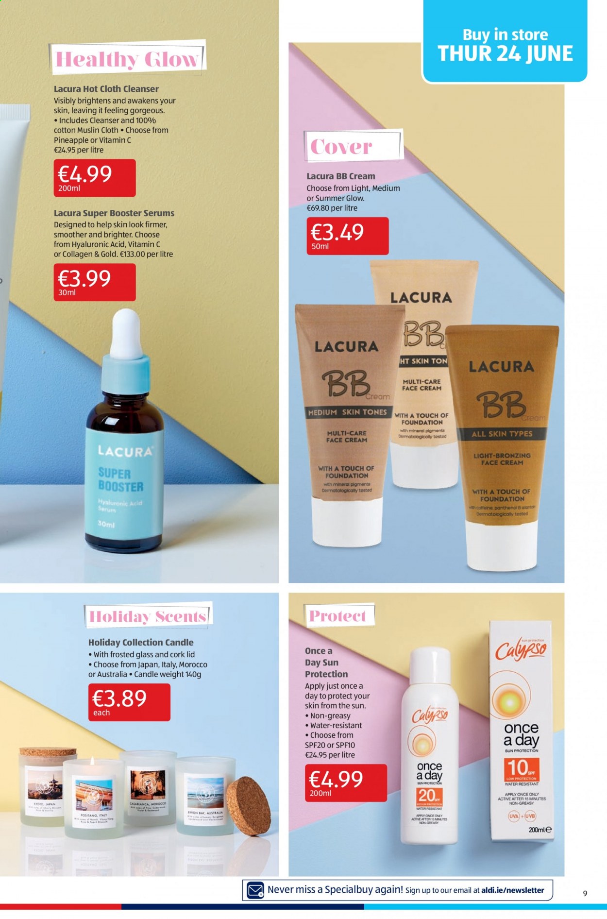 thumbnail - Aldi offer  - 24.06.2021 - 30.06.2021 - Sales products - cleanser, lid, candle, vitamin c. Page 9.