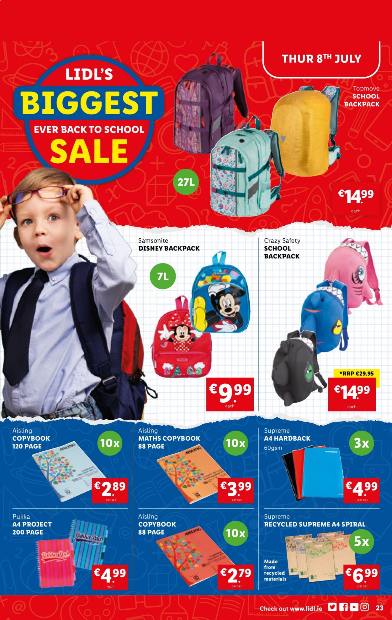 thumbnail - Lidl offer  - 08.07.2021 - 14.07.2021 - Sales products - Disney, backpack, Samsonite. Page 23.