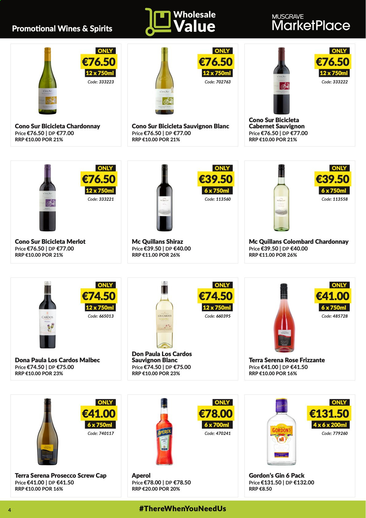 thumbnail - MUSGRAVE Market Place offer  - 04.07.2021 - 31.07.2021 - Sales products - Cabernet Sauvignon, red wine, white wine, prosecco, Chardonnay, wine, Merlot, Shiraz, Sauvignon Blanc, rosé wine, gin, Aperol, Gordon's. Page 4.
