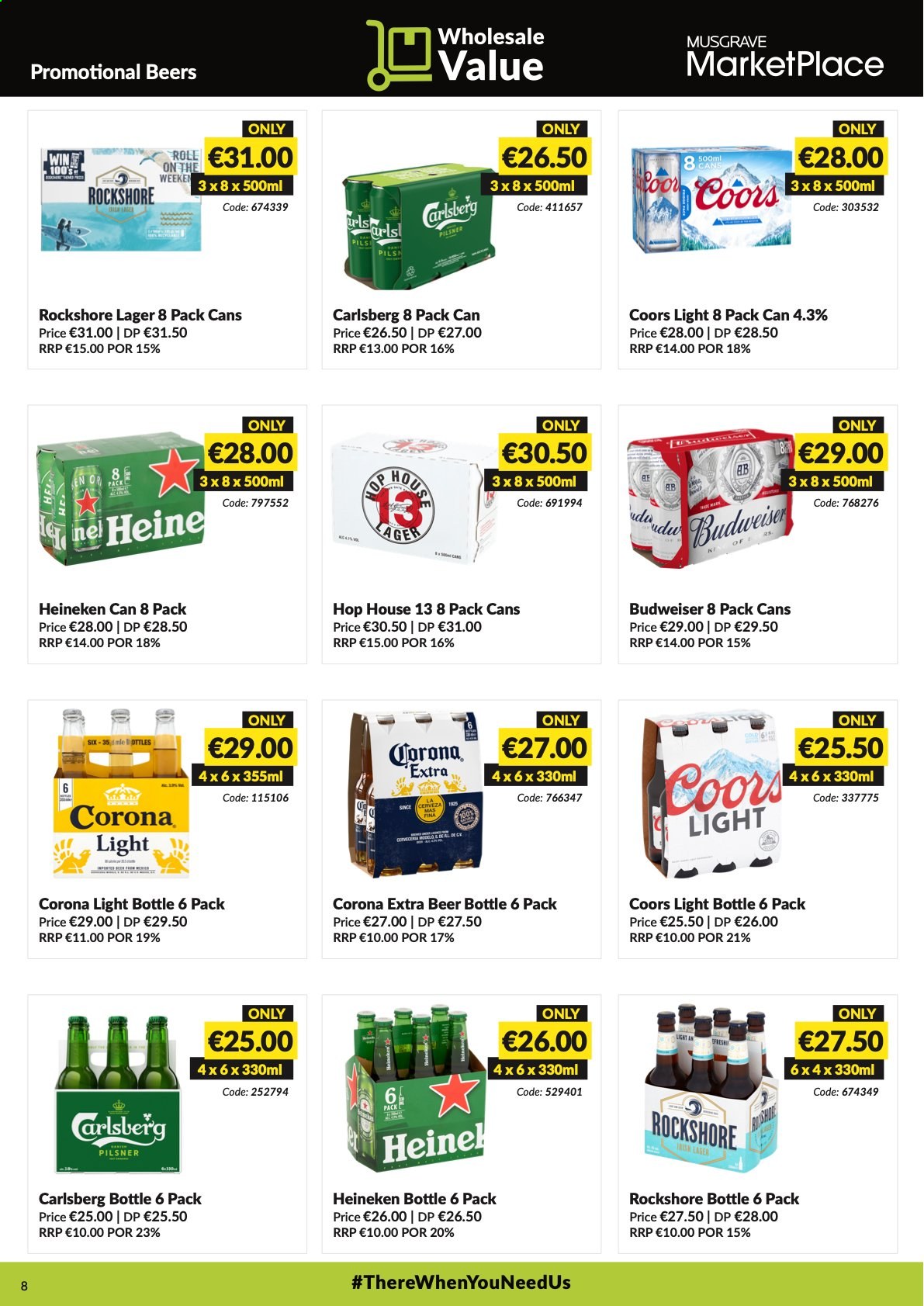 thumbnail - MUSGRAVE Market Place offer  - 04.07.2021 - 31.07.2021 - Sales products - Budweiser, Coors, beer, Corona Extra, Heineken, Carlsberg, Lager, Rockshore. Page 8.