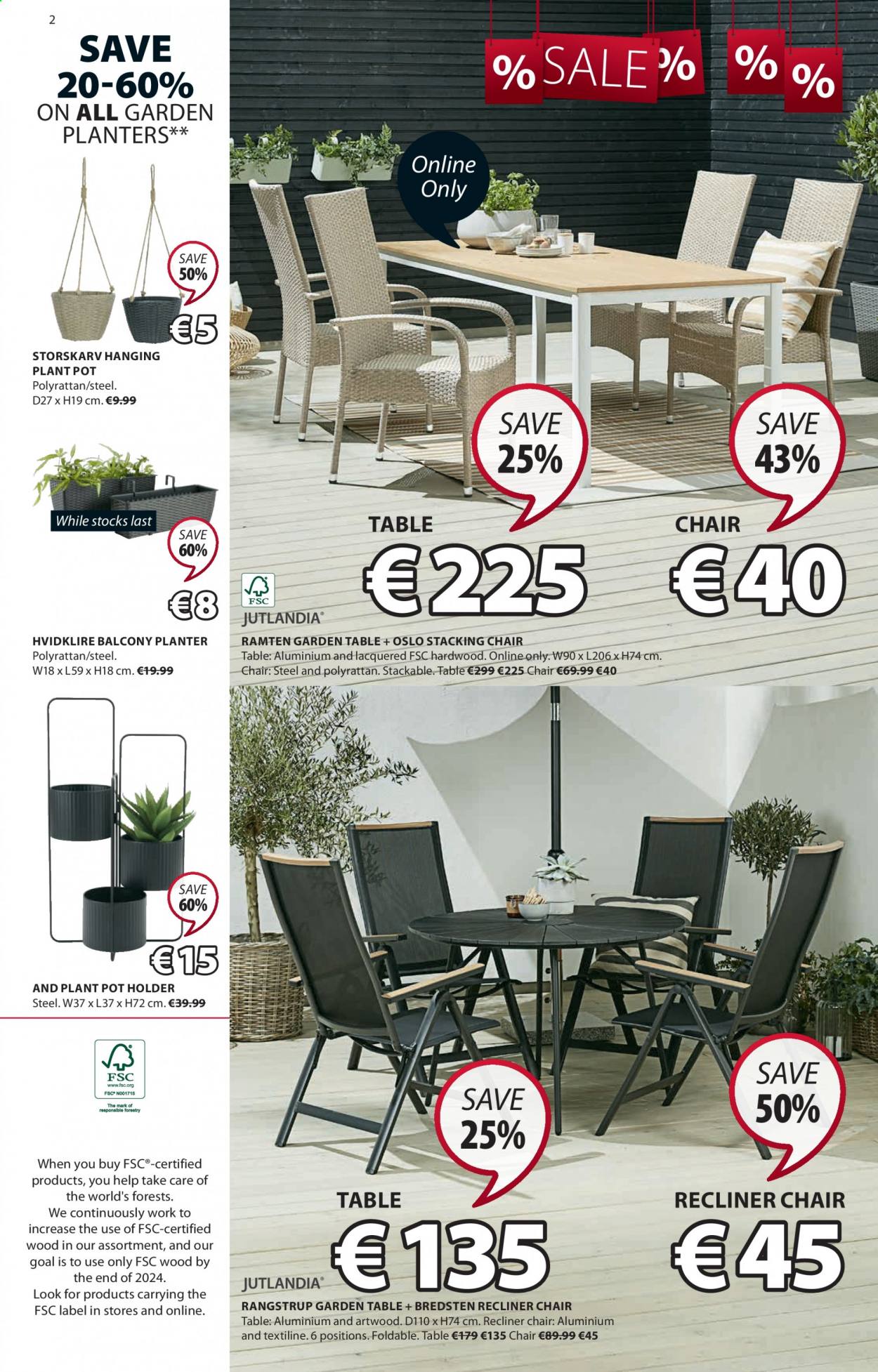 thumbnail - JYSK offer  - 08.07.2021 - 21.07.2021 - Sales products - table, chair, recliner chair, holder, pot, plant pot. Page 2.