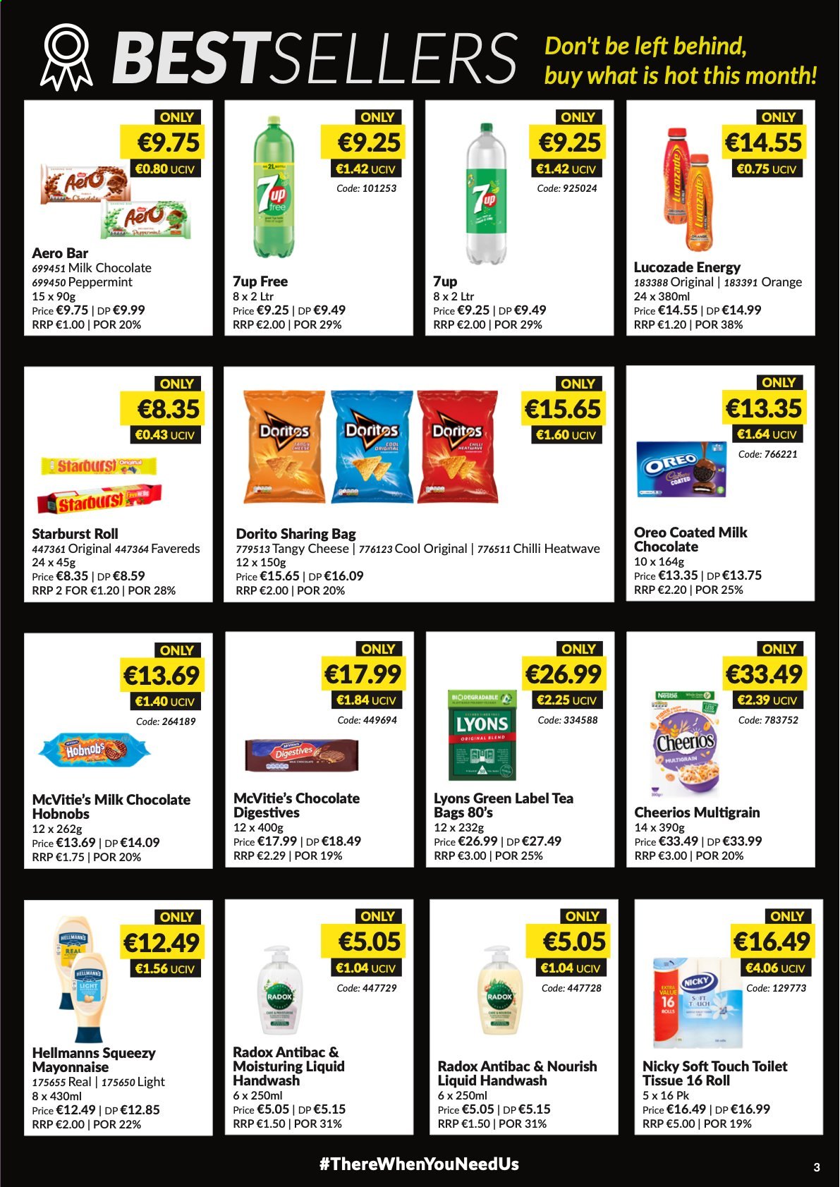 thumbnail - MUSGRAVE Market Place offer  - 04.07.2021 - 31.07.2021 - Sales products - oranges, cheese, Oreo, milk chocolate, chocolate, Starburst, Doritos, Cheerios, 7UP, Lucozade, tea bags, Lyons. Page 3.