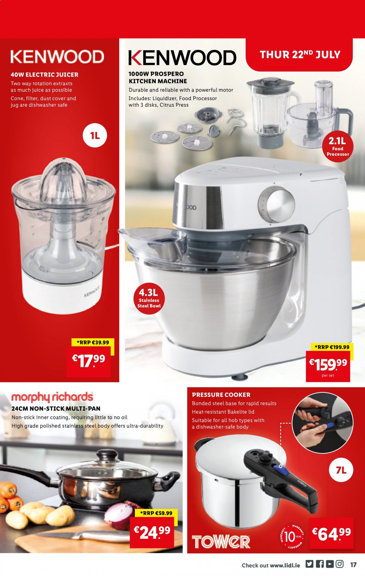 thumbnail - Lidl offer  - 22.07.2021 - 28.07.2021 - Sales products - oil, lid, pressure cooker, pan, bowl, stand mixer, food processor, juicer. Page 17.