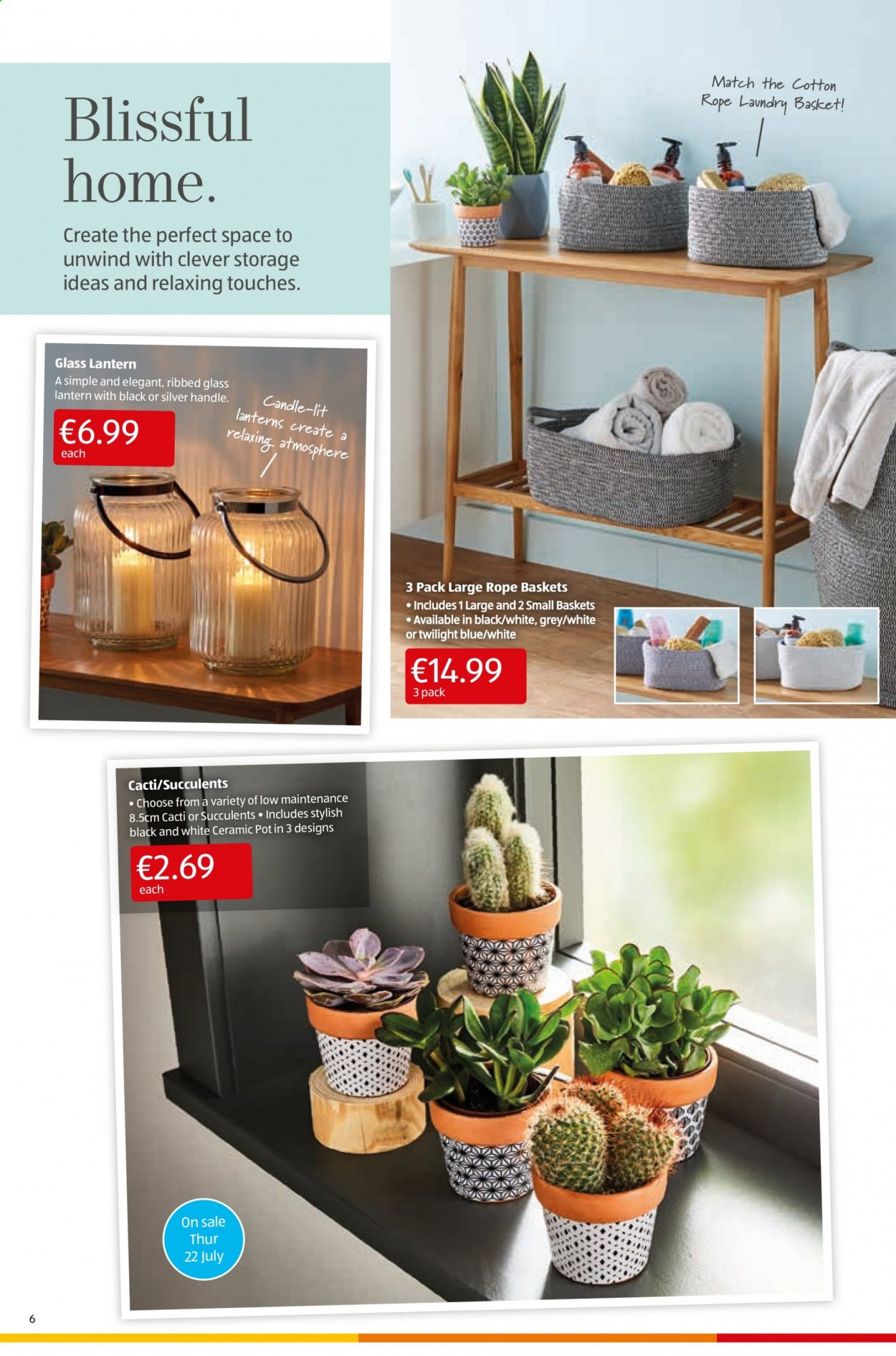 thumbnail - Aldi offer  - 22.07.2021 - 28.07.2021 - Sales products - basket, pot, candle, succulent. Page 6.