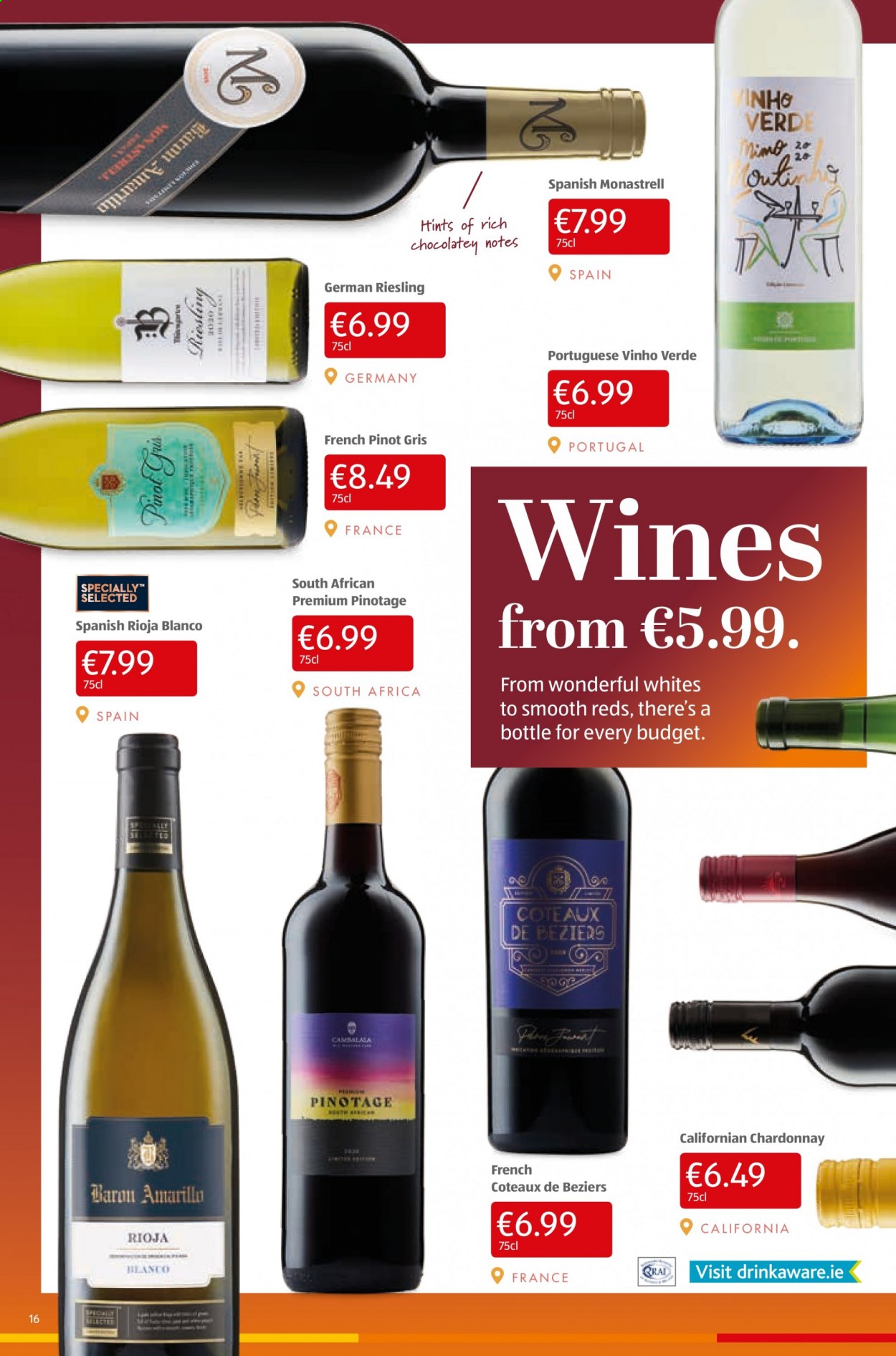 thumbnail - Aldi offer  - 22.07.2021 - 28.07.2021 - Sales products - Riesling, white wine, Chardonnay, wine, Pinot Grigio. Page 16.
