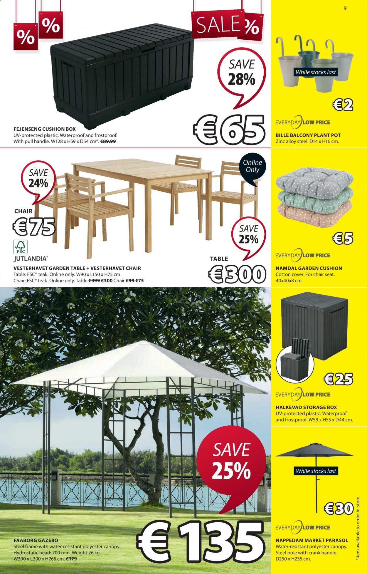 thumbnail - JYSK offer  - 29.07.2021 - 11.08.2021 - Sales products - storage box, table, chair, cushion, pot, plant pot. Page 9.