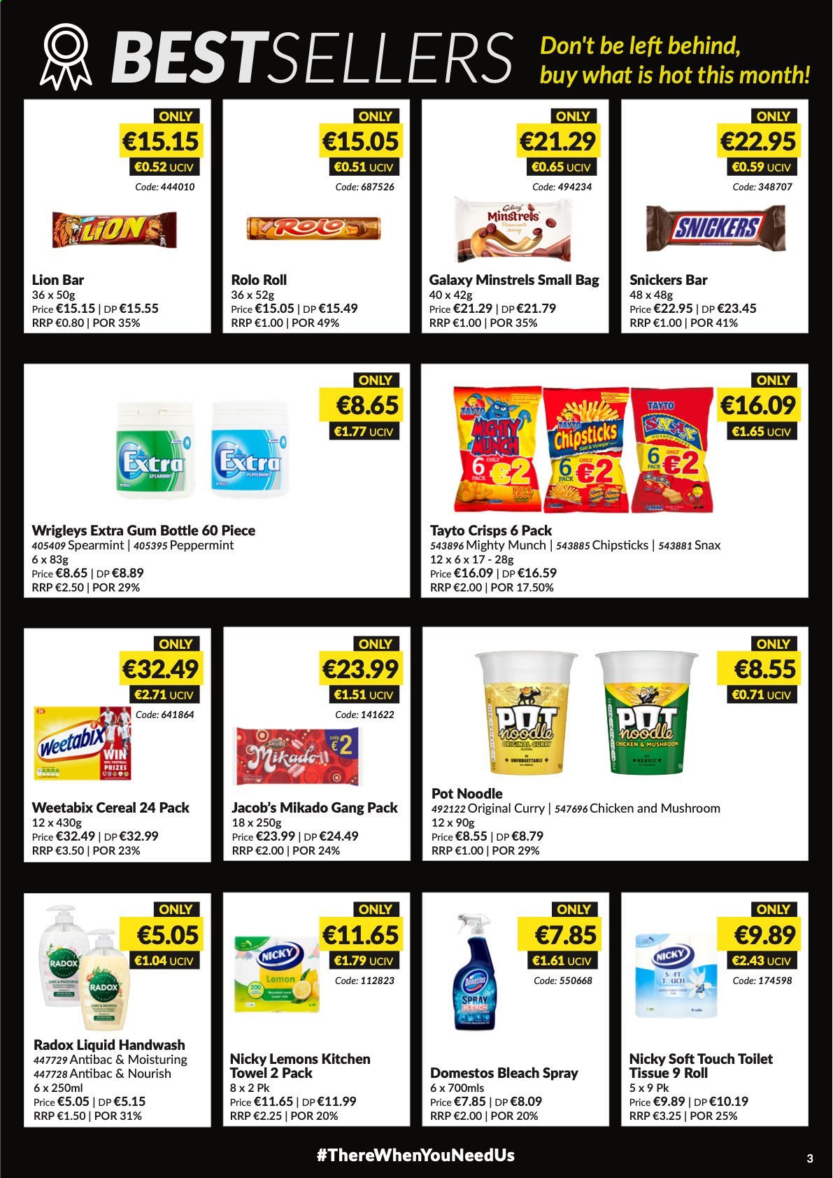 thumbnail - MUSGRAVE Market Place offer  - 01.08.2021 - 28.08.2021 - Sales products - mushrooms, lemons, noodles, Snickers, Tayto, cereals, Weetabix, pot. Page 3.