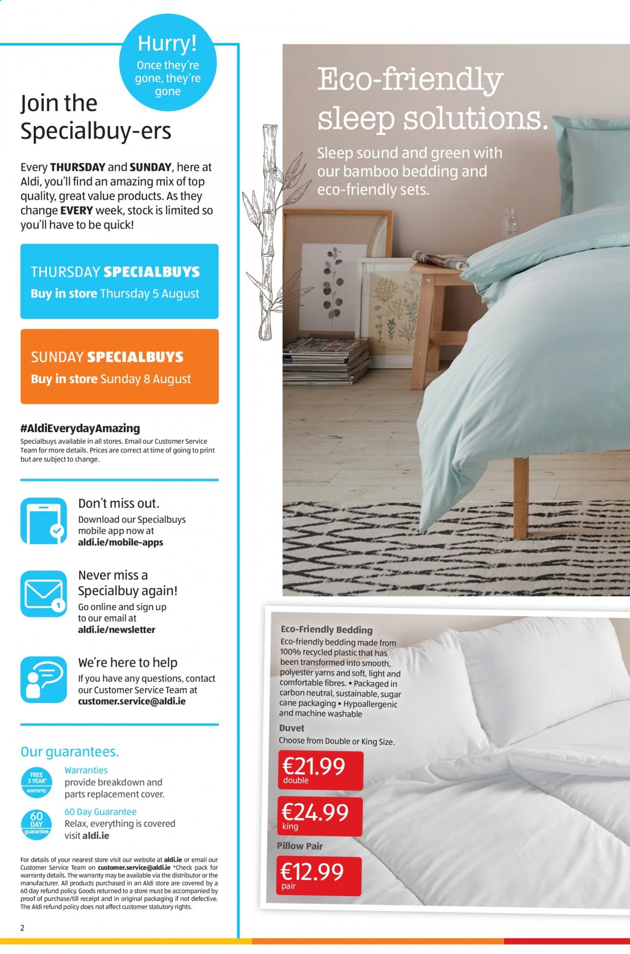 thumbnail - Aldi offer  - 05.08.2021 - 11.08.2021 - Sales products - sugar cane, bedding, duvet, pillow. Page 2.