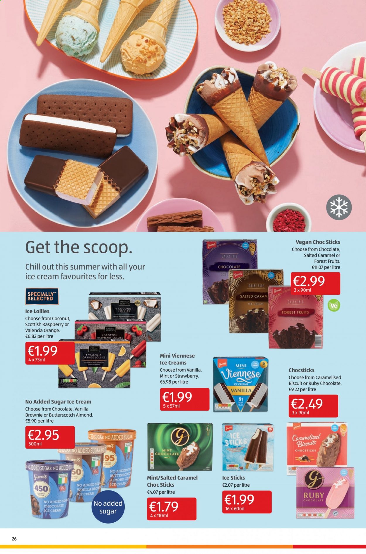thumbnail - Aldi offer  - 05.08.2021 - 11.08.2021 - Sales products - brownies, coconut, oranges, ice cream, butterscotch, biscuit. Page 26.