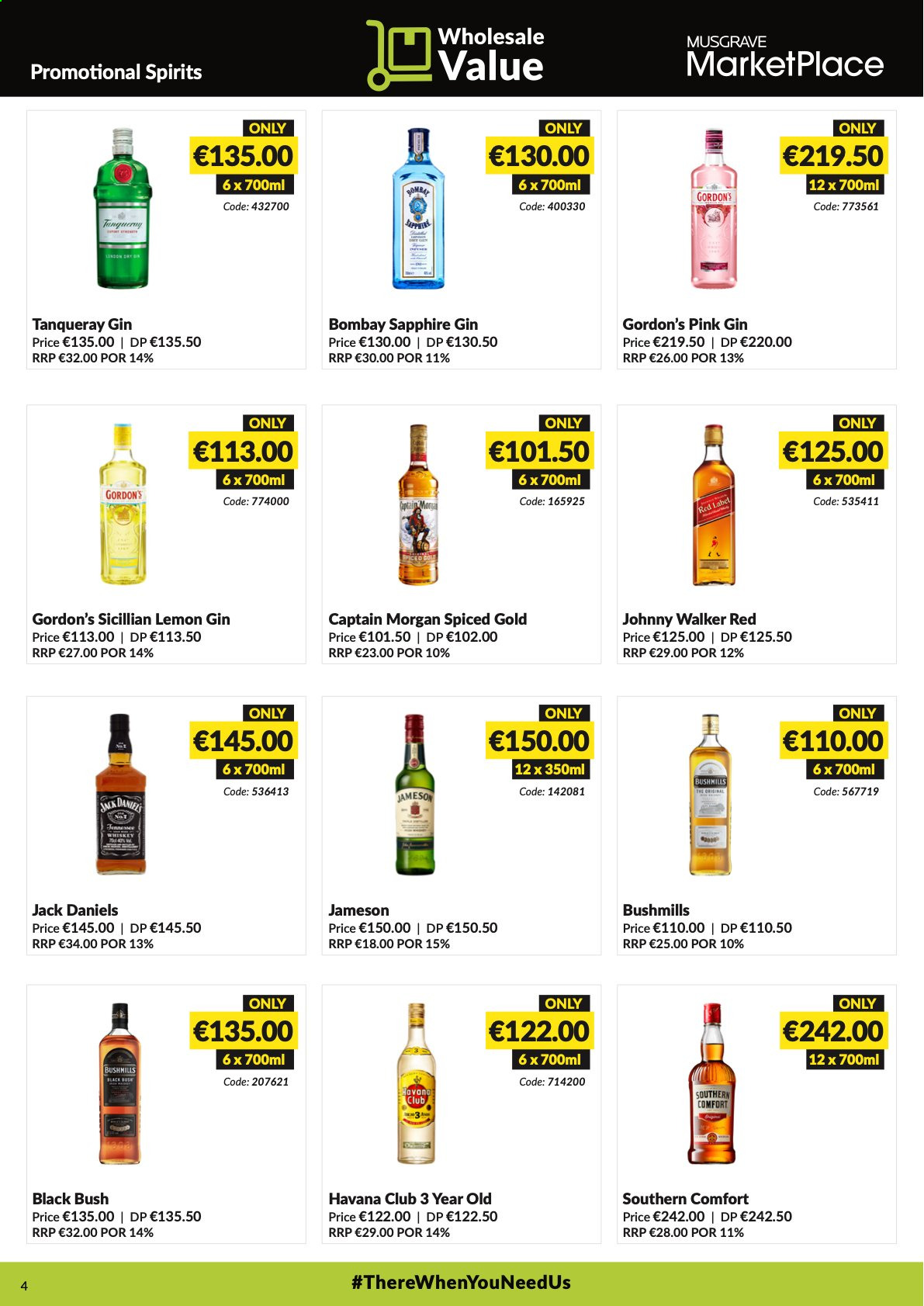 thumbnail - MUSGRAVE Market Place offer  - 29.08.2021 - 25.09.2021 - Sales products - Jack Daniel's, Captain Morgan, gin, Jameson, Johnnie Walker, Gordon's. Page 4.