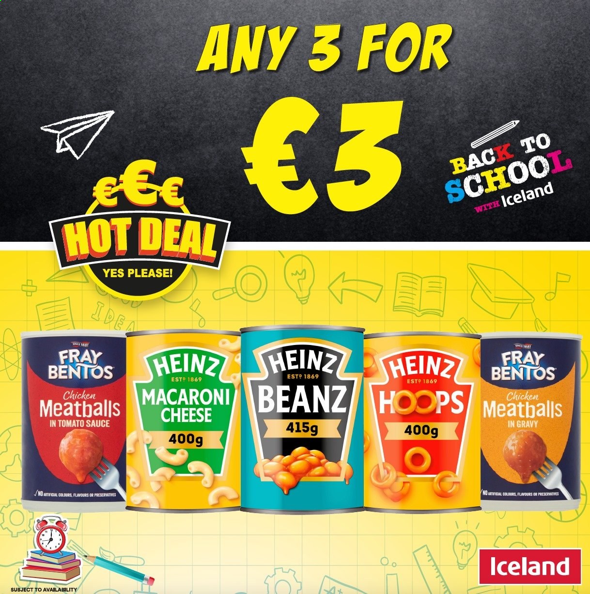 thumbnail - Iceland offer  - Sales products - meatballs, macaroni, cheese, Heinz. Page 3.