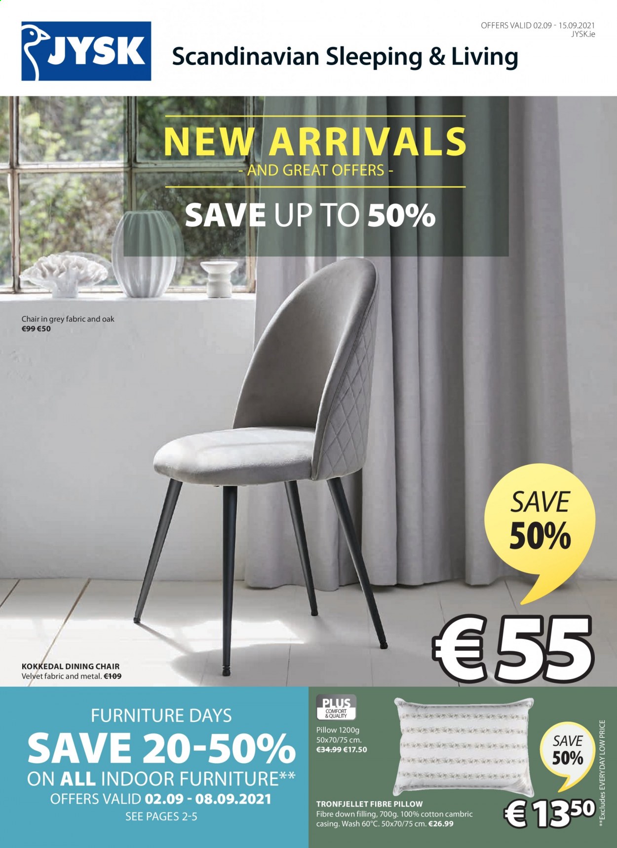 thumbnail - JYSK offer  - 02.09.2021 - 15.09.2021 - Sales products - chair, dining chair, chair pad, pillow. Page 1.