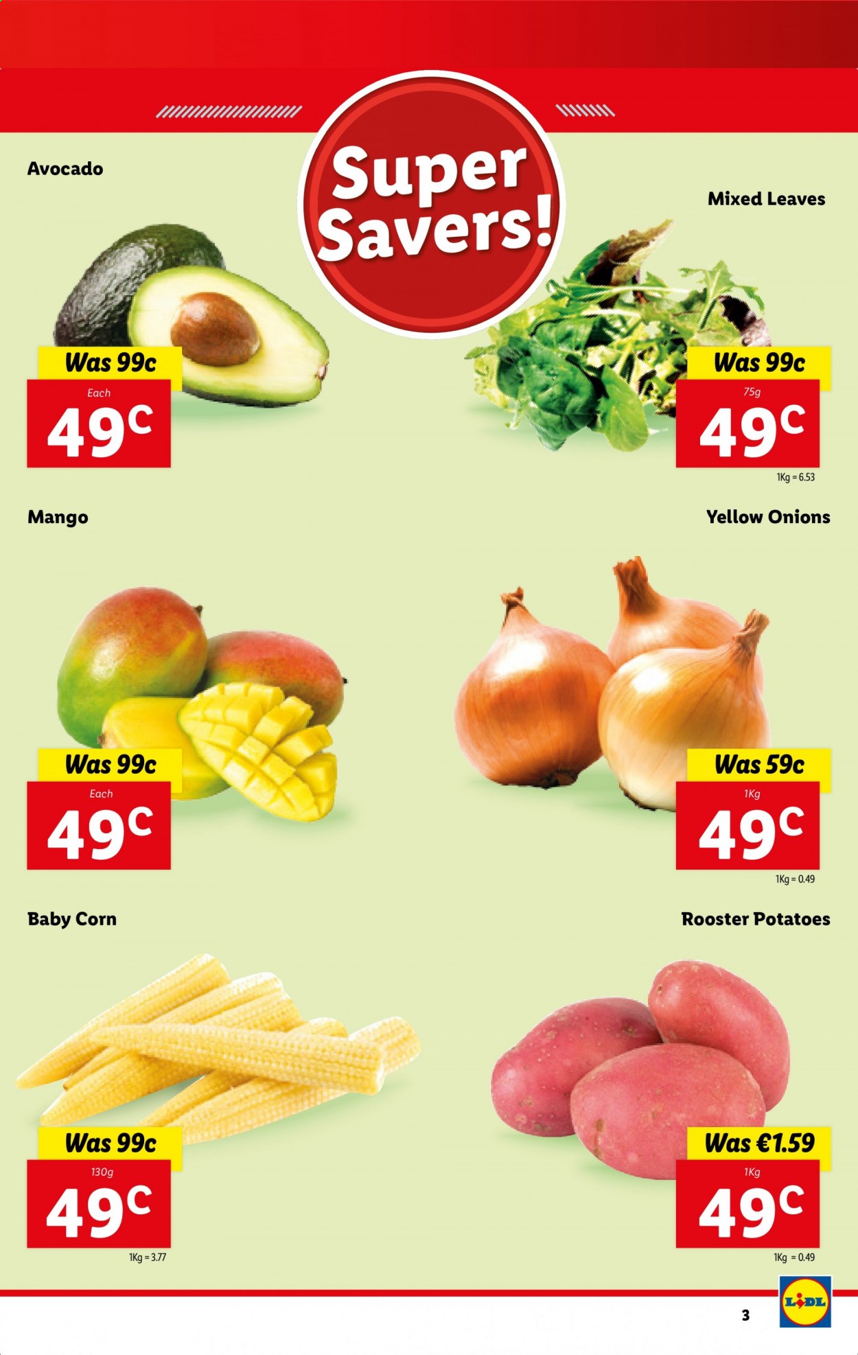 thumbnail - Lidl offer  - 09.09.2021 - 15.09.2021 - Sales products - corn, potatoes, onion, avocado, mango. Page 3.