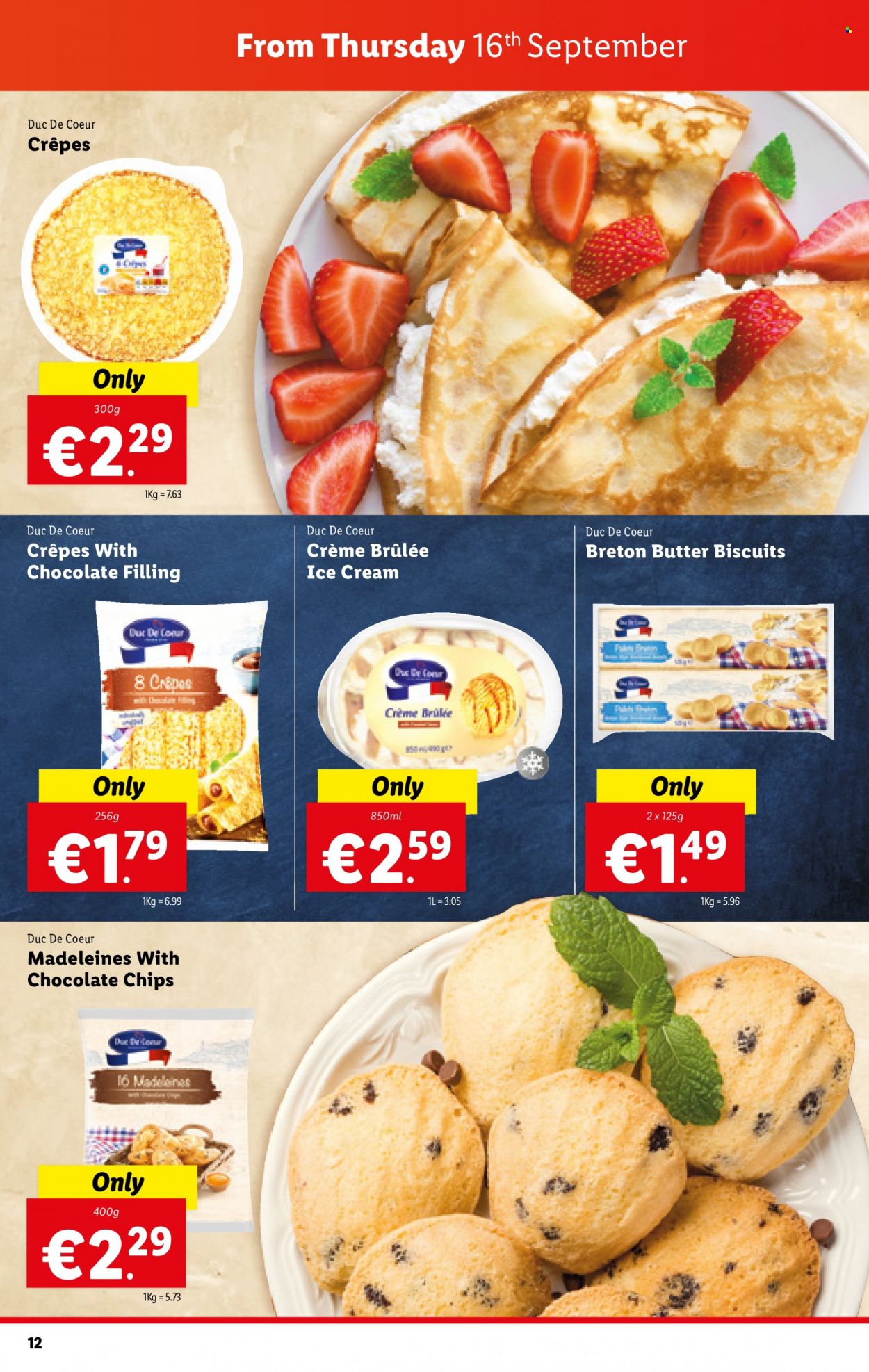 thumbnail - Lidl offer  - 16.09.2021 - 22.09.2021 - Sales products - butter, ice cream, biscuit. Page 12.