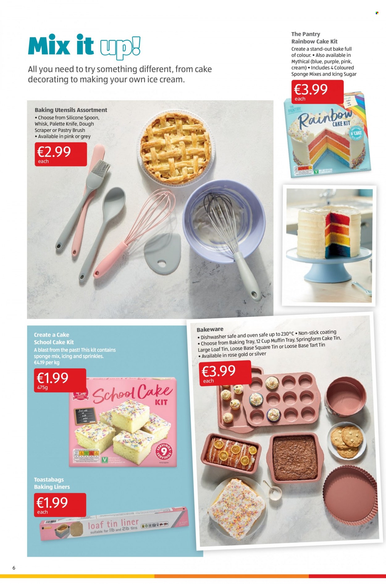 thumbnail - Aldi offer  - 23.09.2021 - 29.09.2021 - Sales products - tart, ice cream, sugar, icing sugar, Palette, sponge, knife, spoon, utensils, cup, bakeware. Page 6.