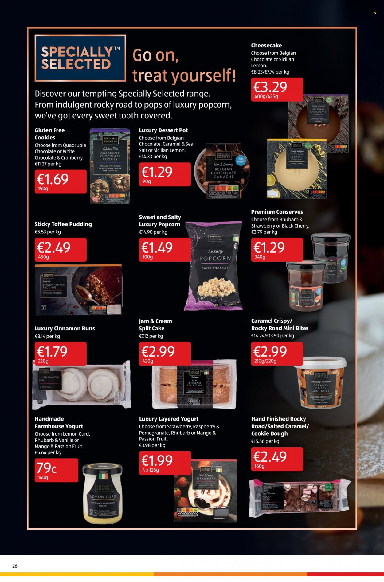thumbnail - Aldi offer  - 30.09.2021 - 06.10.2021 - Sales products - buns, cheesecake, cherries, pomegranate, curd, pudding, yoghurt, cookie dough, cookies, chocolate, toffee, popcorn, cinnamon, fruit jam, lemon curd, pot. Page 26.