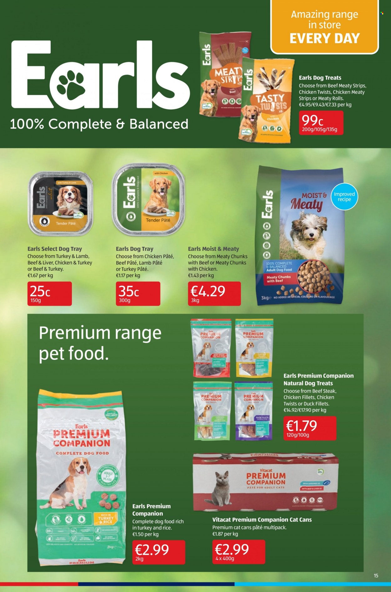 thumbnail - Aldi offer  - 07.10.2021 - 13.10.2021 - Sales products - strips, rice, beef meat, beef steak, steak, tray, animal food, dog food. Page 15.