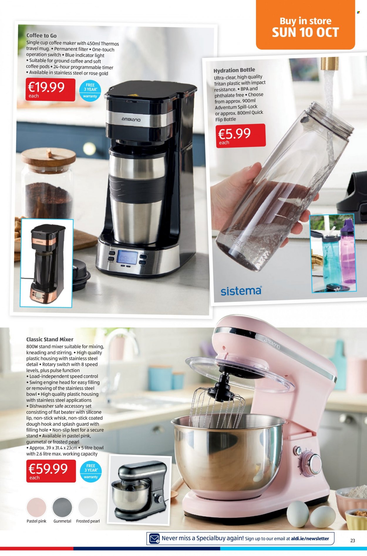 thumbnail - Aldi offer  - 07.10.2021 - 13.10.2021 - Sales products - switch, coffee pods, ground coffee, wine, mug, cup, travel mug, bowl. Page 23.