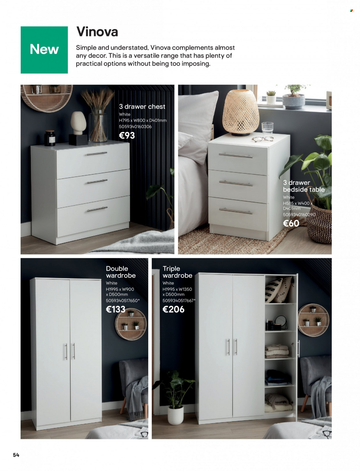 thumbnail - B&Q offer  - Sales products - table, wardrobe, bedside table. Page 54.
