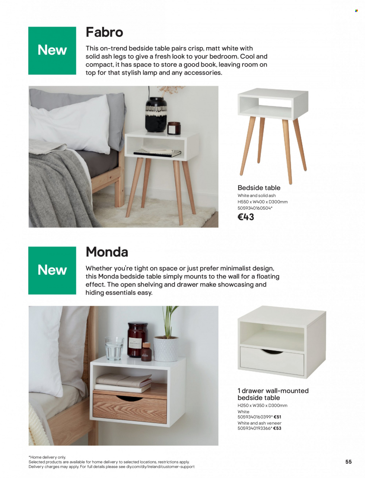 thumbnail - B&Q offer  - Sales products - table, bedside table. Page 55.