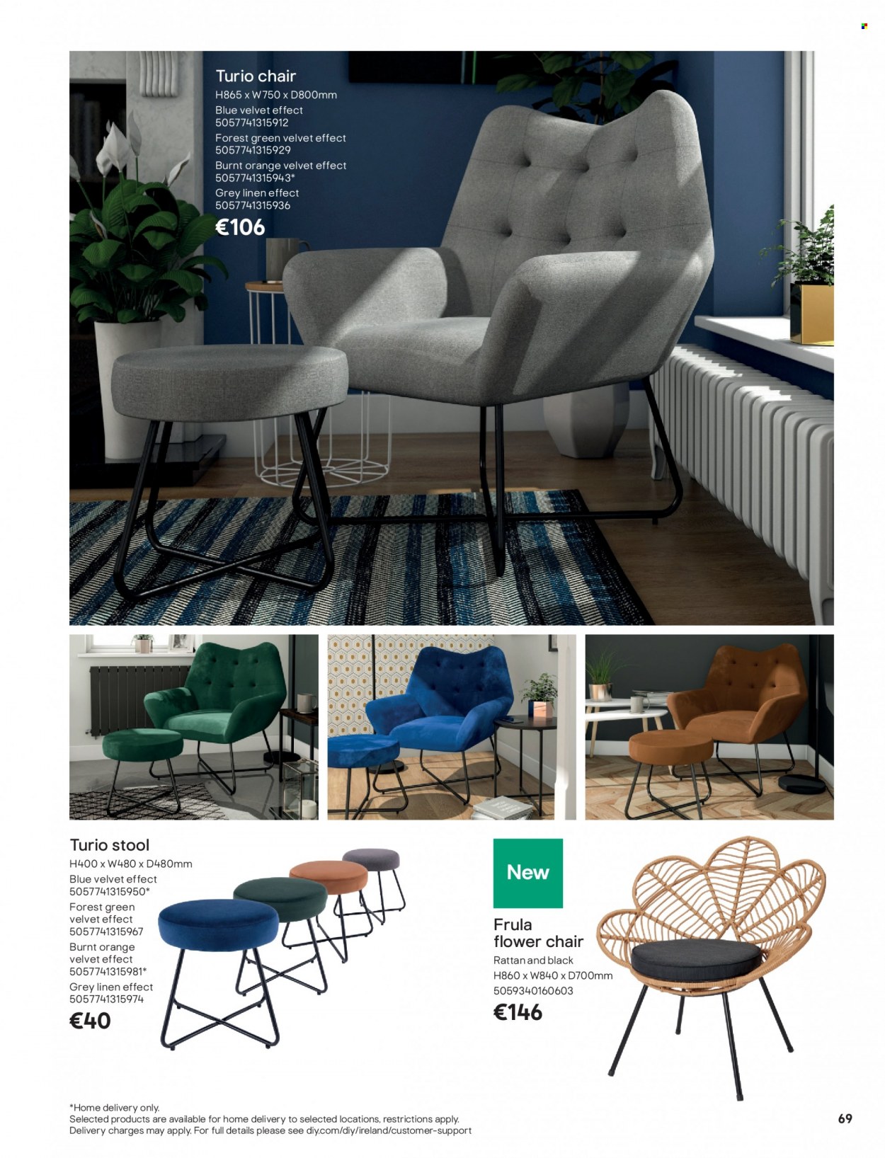 thumbnail - B&Q offer  - Sales products - linens, stool, chair. Page 69.