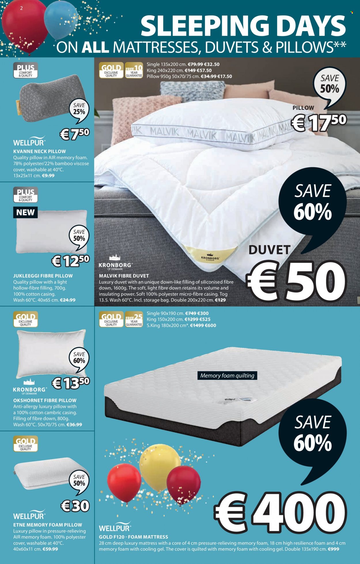 thumbnail - JYSK offer  - 07.10.2021 - 20.10.2021 - Sales products - mattress, foam mattress, duvet, pillow, foam pillow. Page 2.
