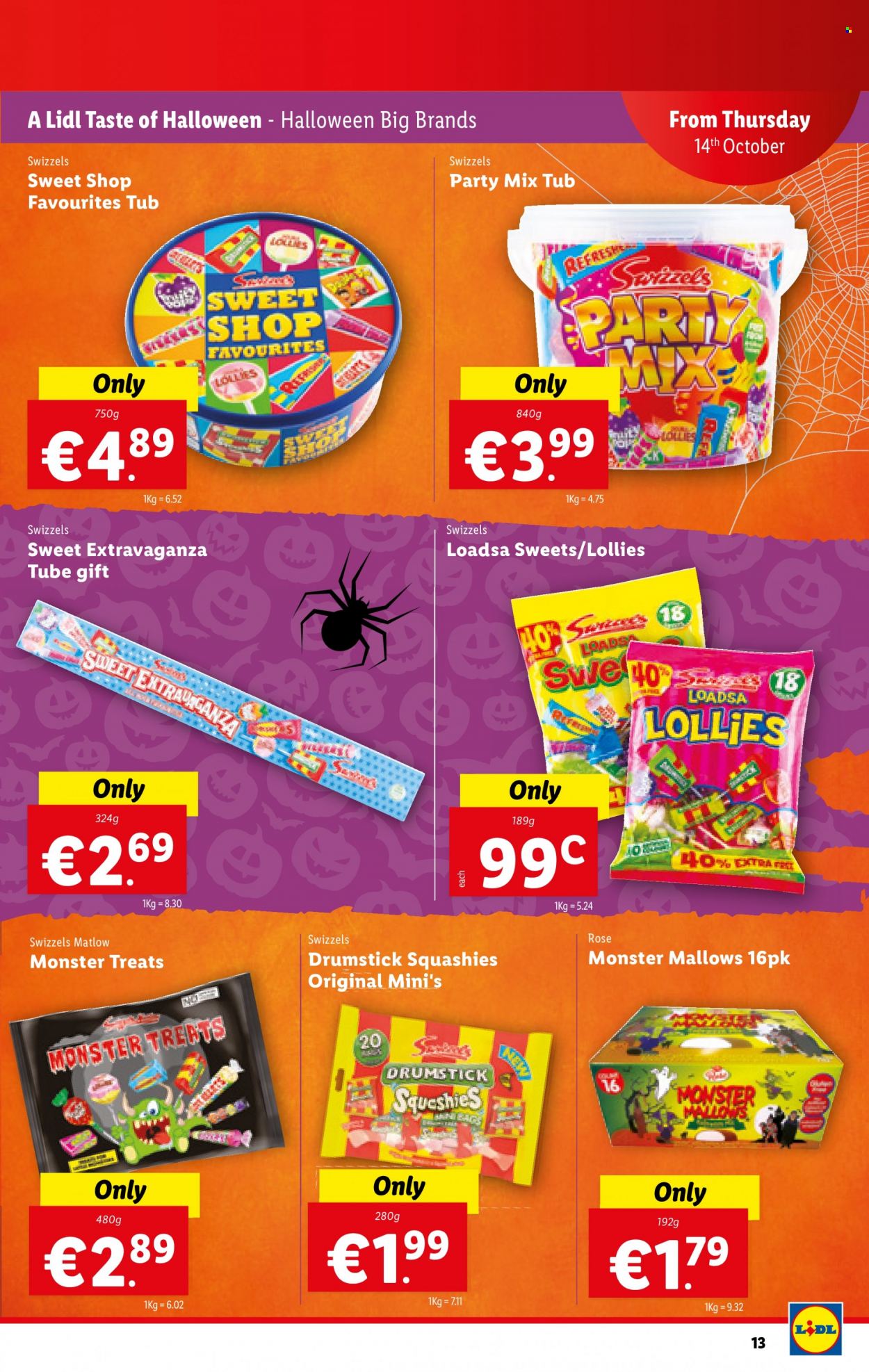 thumbnail - Lidl offer  - 14.10.2021 - 20.10.2021 - Sales products - Halloween, marshmallows, Swizzels, Monster, wine, rosé wine, rose. Page 13.
