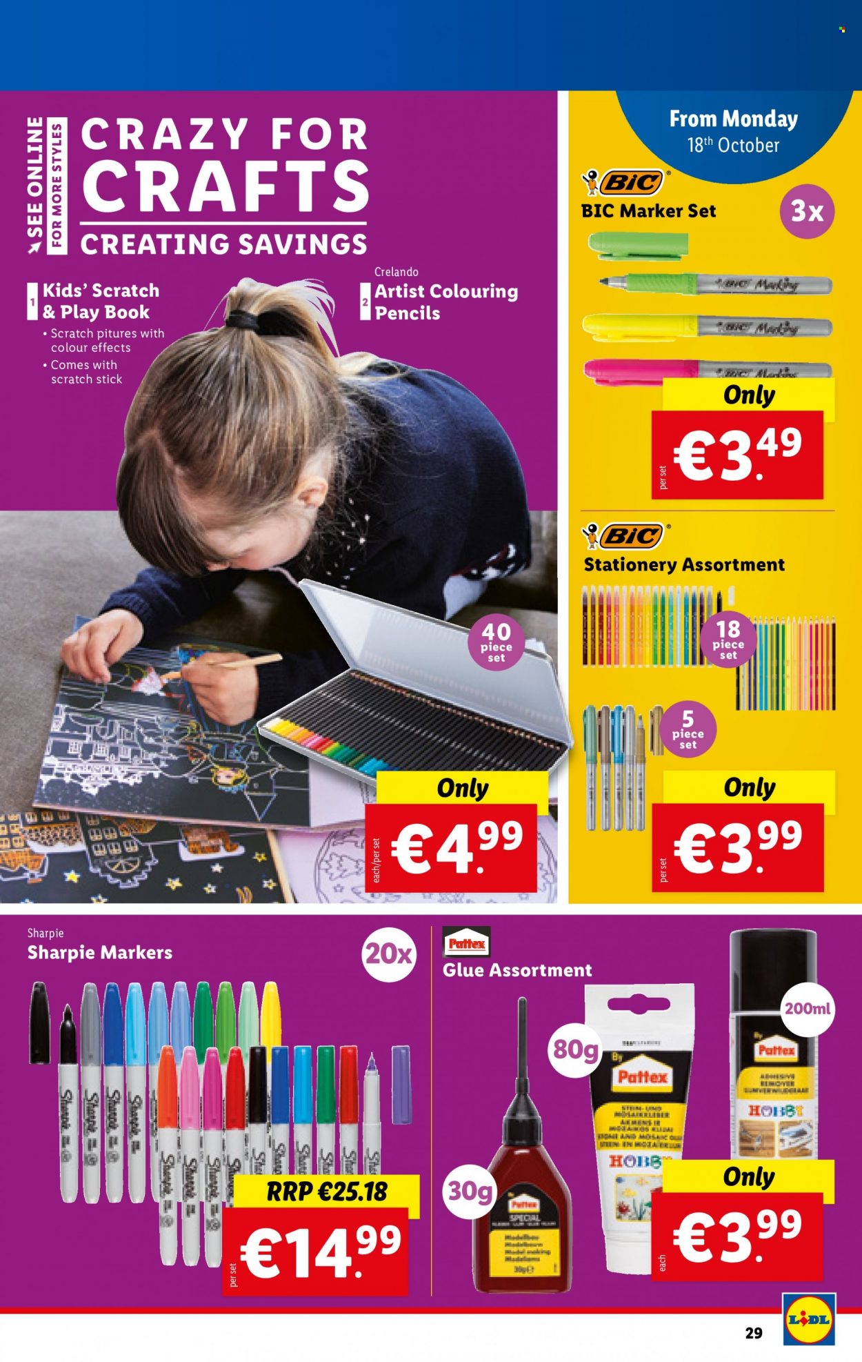 thumbnail - Lidl offer  - 14.10.2021 - 20.10.2021 - Sales products - BIC, glue, marker, pencil, Sharpie, book. Page 29.