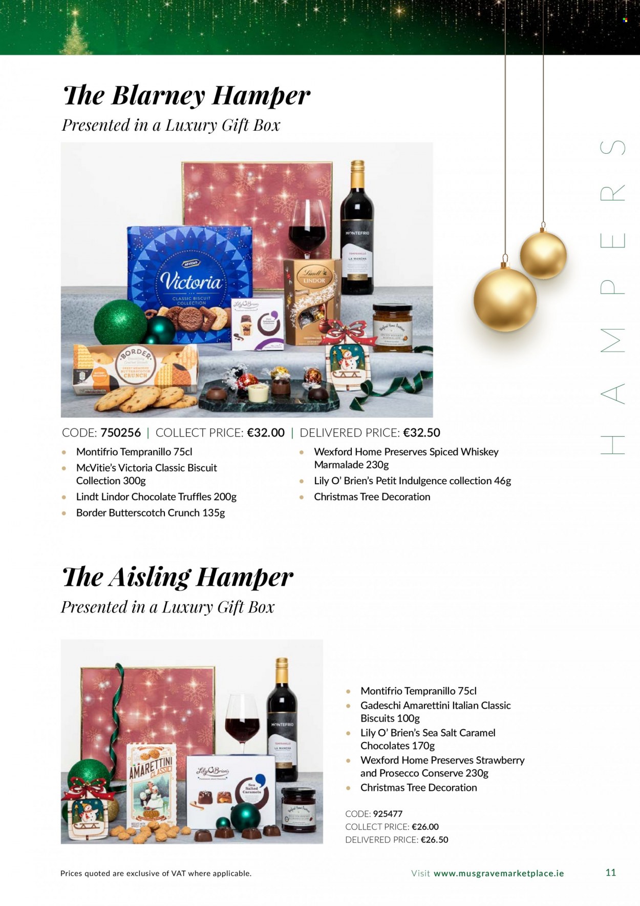 thumbnail - MUSGRAVE Market Place offer  - Sales products - hamper, butterscotch, chocolate, Lindt, Lindor, truffles, biscuit, Victoria Sponge, prosecco, Tempranillo, whiskey, whisky, gift box. Page 11.