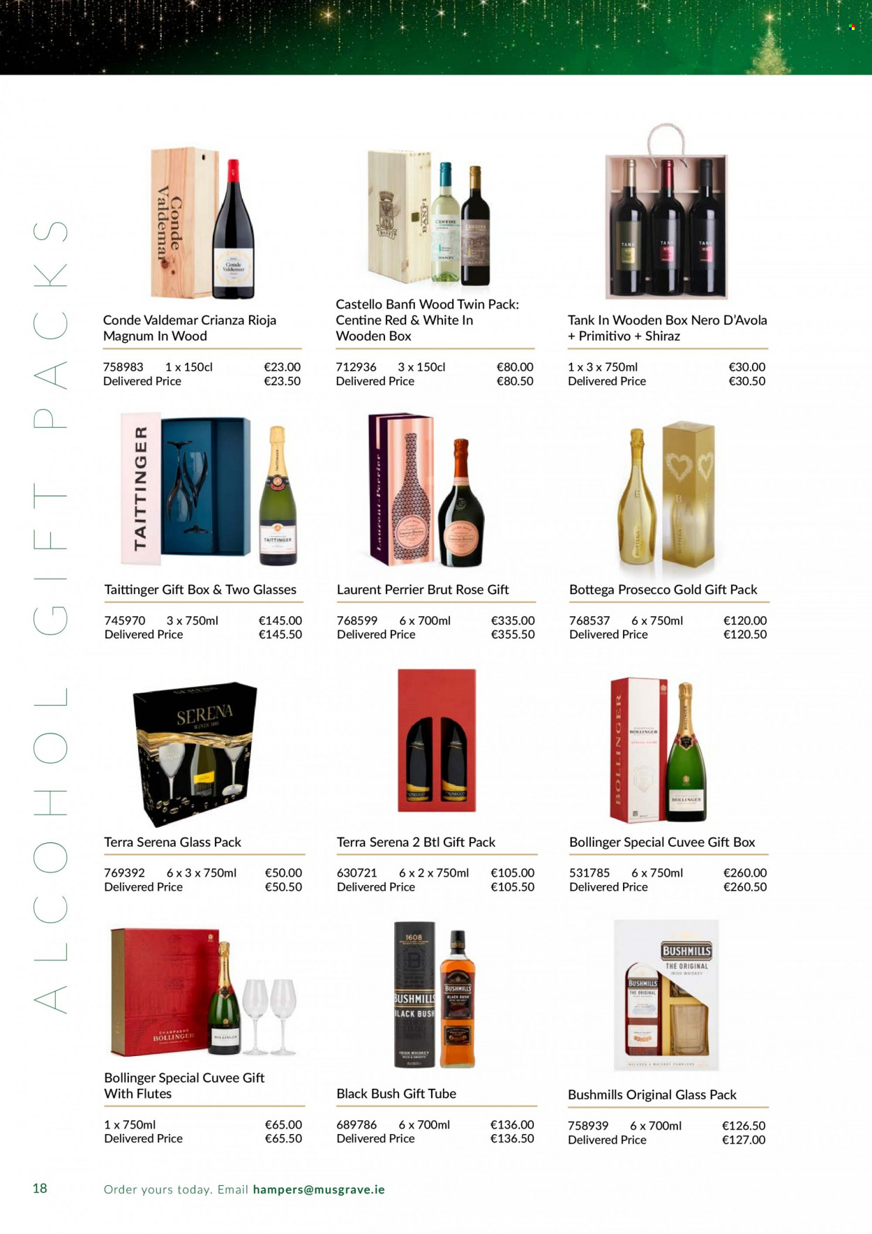 thumbnail - MUSGRAVE Market Place offer  - Sales products - hamper, Magnum, Perrier, red wine, prosecco, wine, Cuvée, Shiraz, rosé wine, Brut, gift box, tank. Page 18.